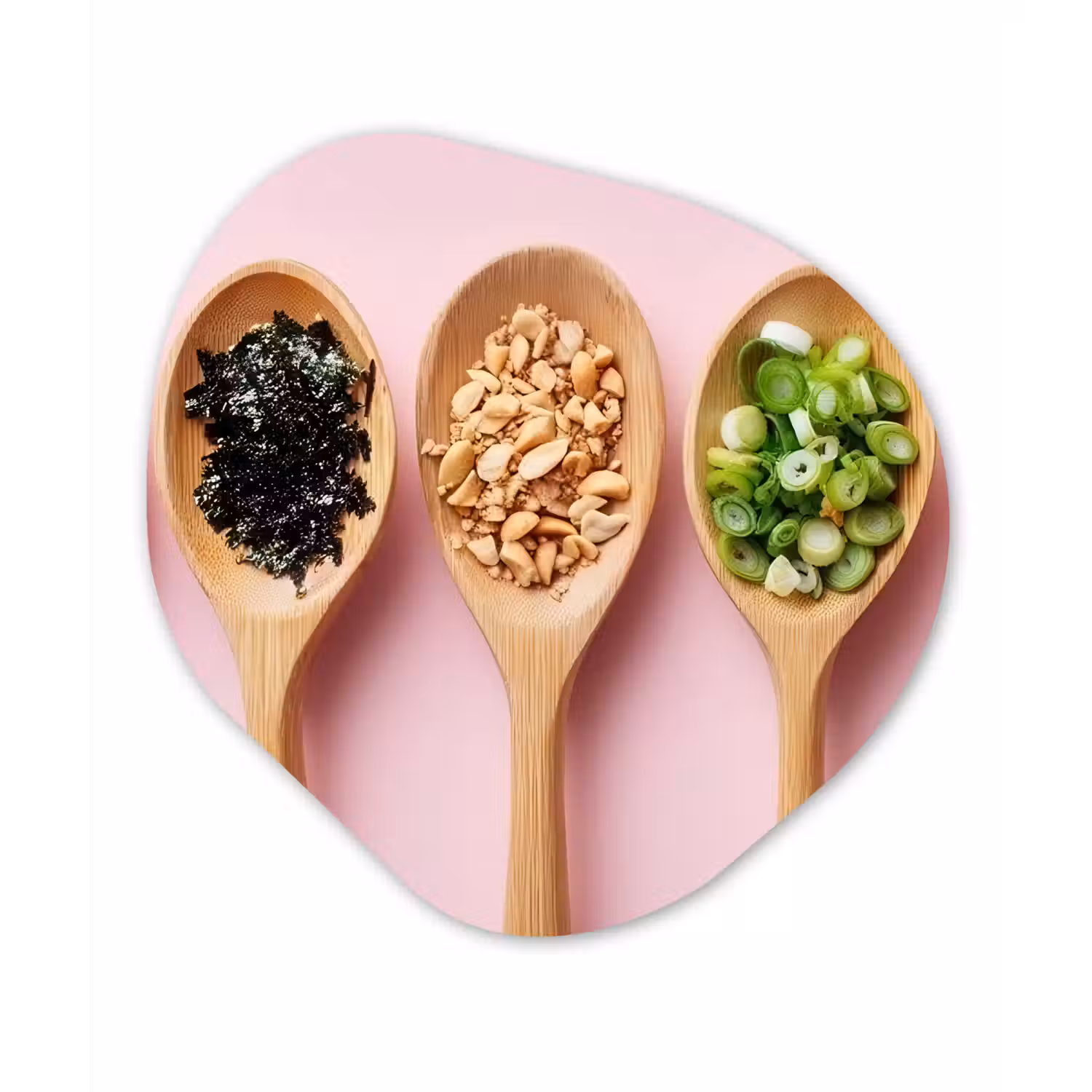 Ingrediënten - Lepels - Hout - Roze Wandcirkel Organisch Plexiglas middel -3d