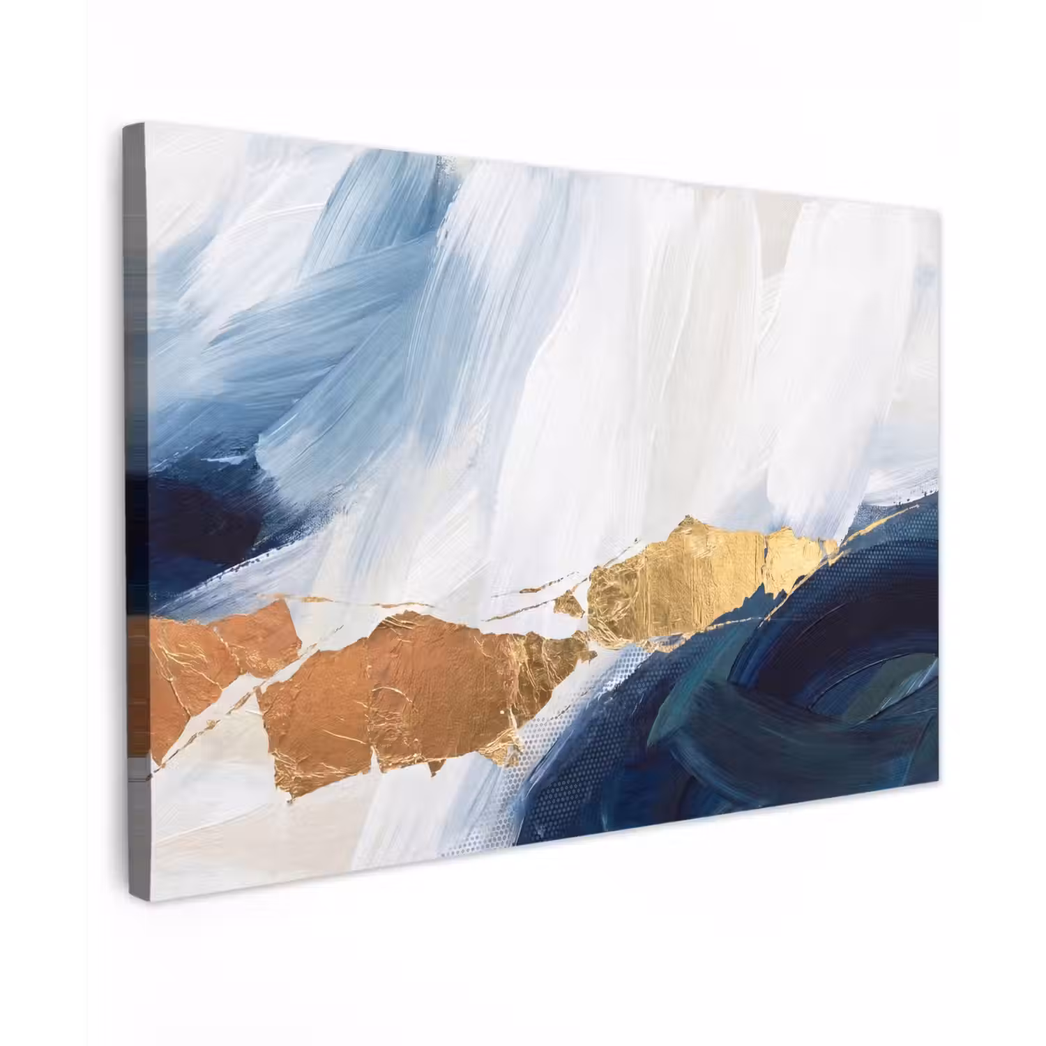 Abstract - Acryl - Blauw - Goud - Elegant Tuinposter op houten frame 2 cm dik klein -3d