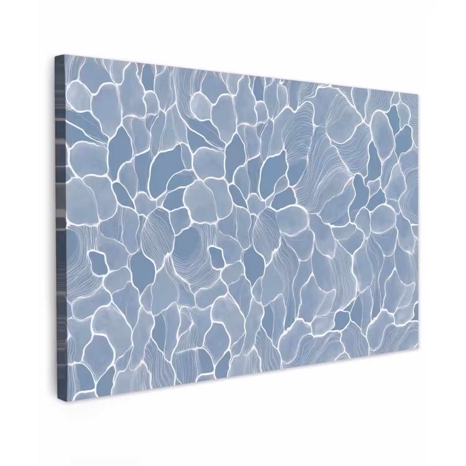 Abstract - Blauw - Bladeren Tuinposter op houten frame 2 cm dik klein -3d