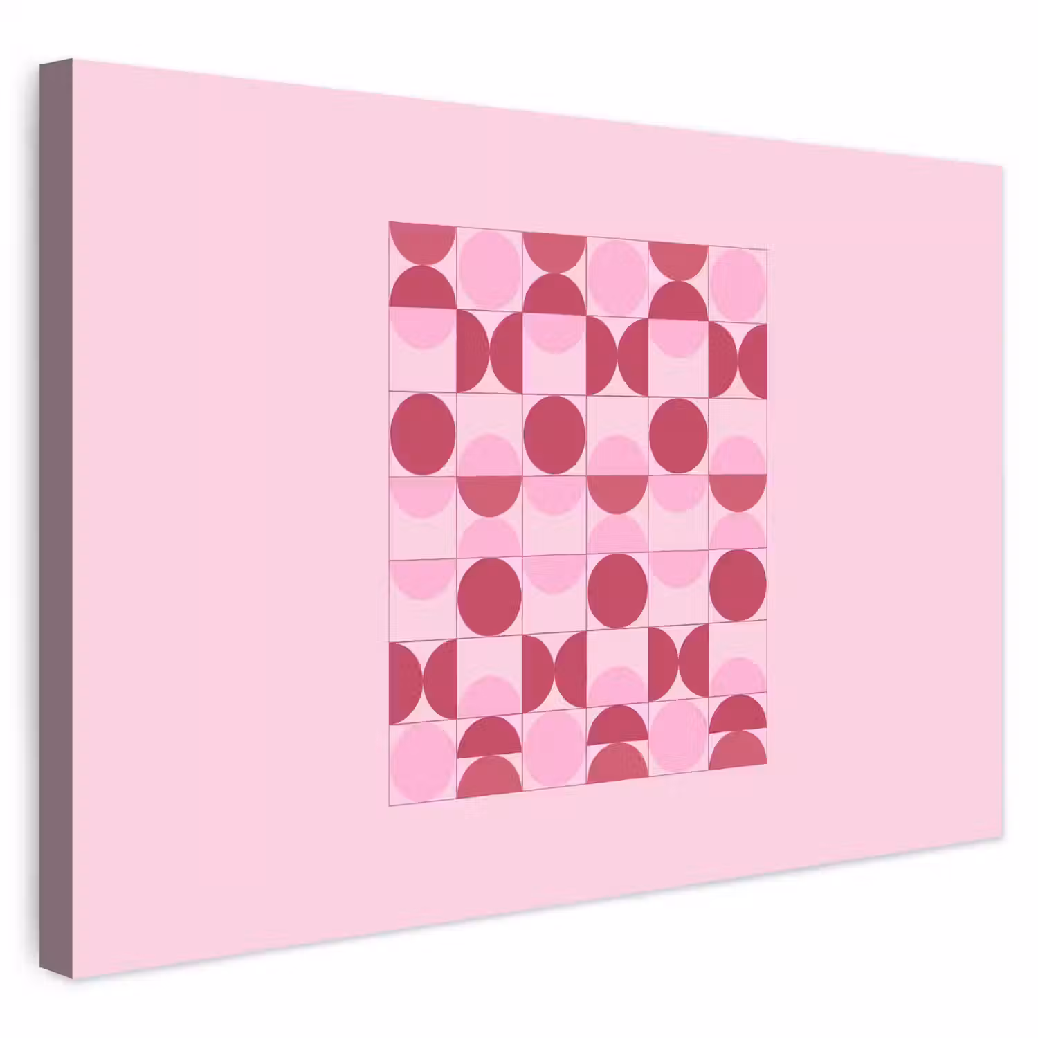 Abstract - Geometrisch - Cirkels - Roze - Modern Tuinposter op houten frame 2 cm dik klein -3d