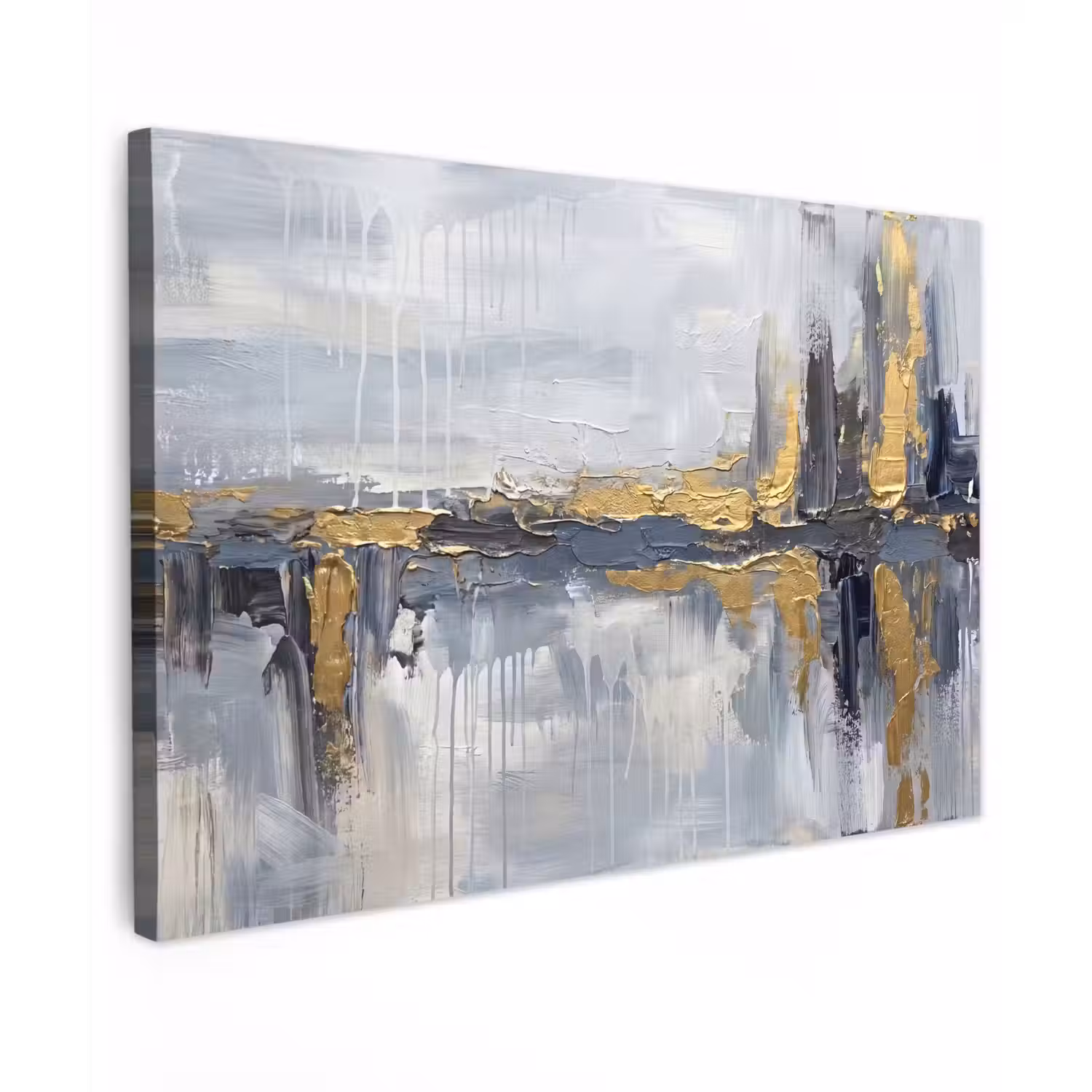 Abstract - Structuur - Goud - Grijs - Modern Tuinposter op houten frame 2 cm dik klein -3d