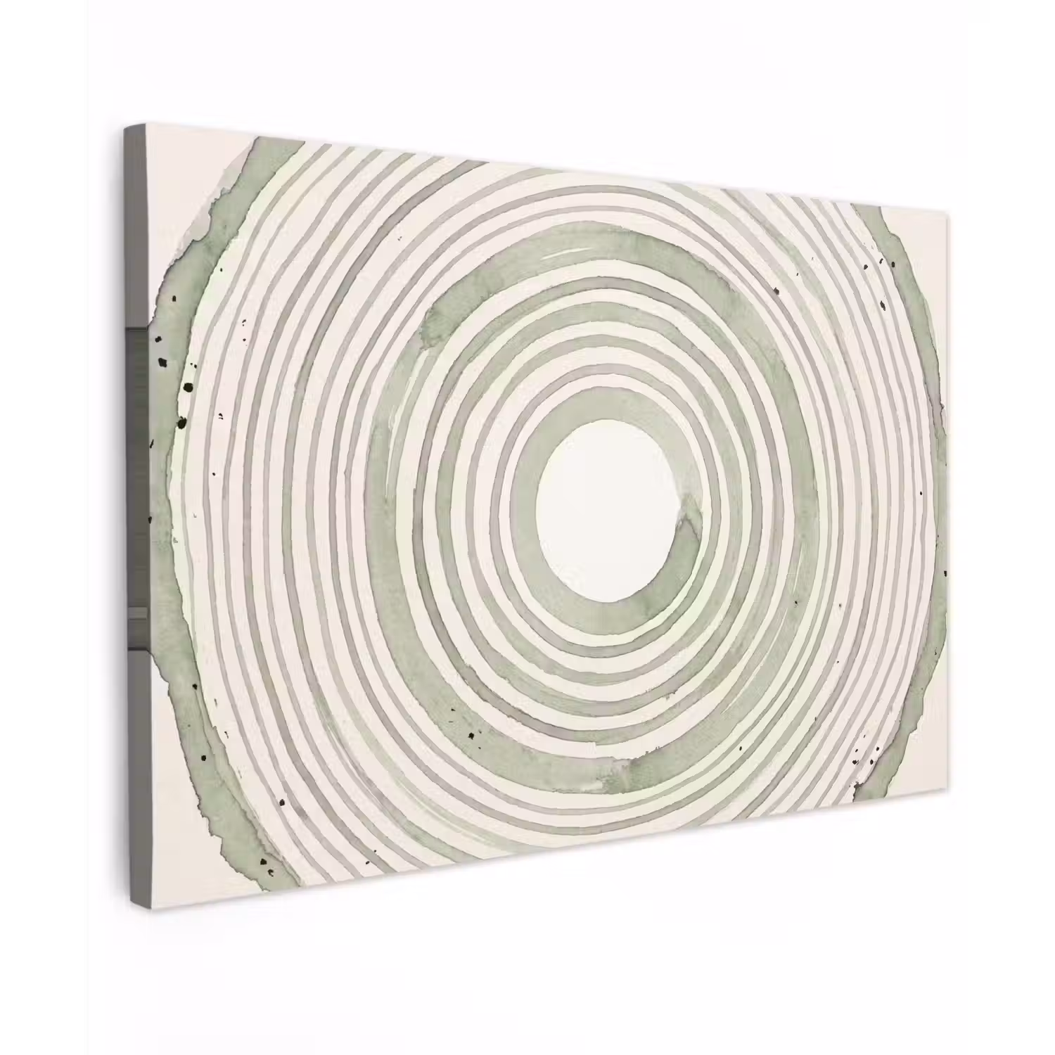 Abstractie - Cirkels - Waterverf - Groen - Modern Tuinposter op houten frame 2 cm dik klein -3d