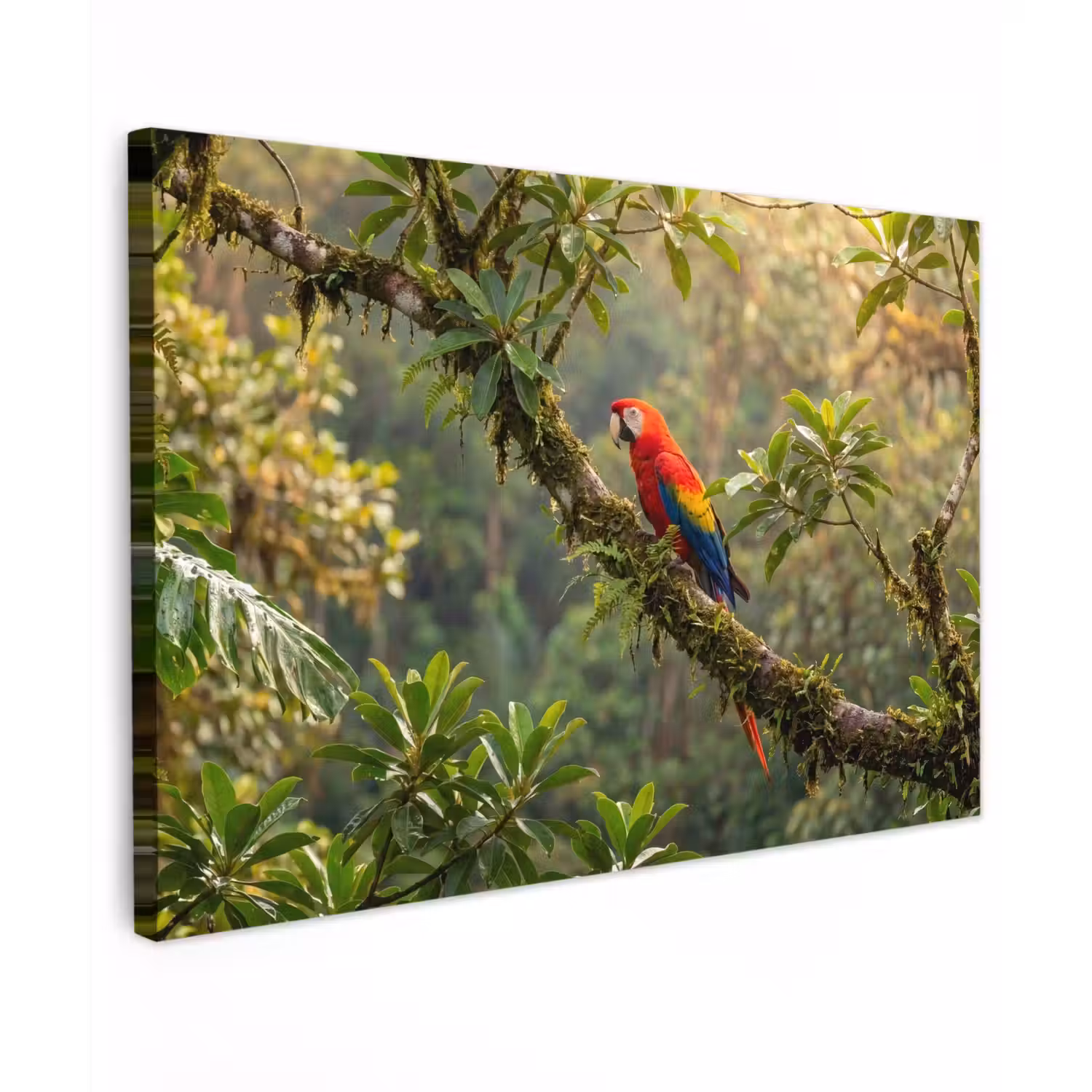 Ara - Jungle - Rood Tuinposter op houten frame 2 cm dik klein -3d
