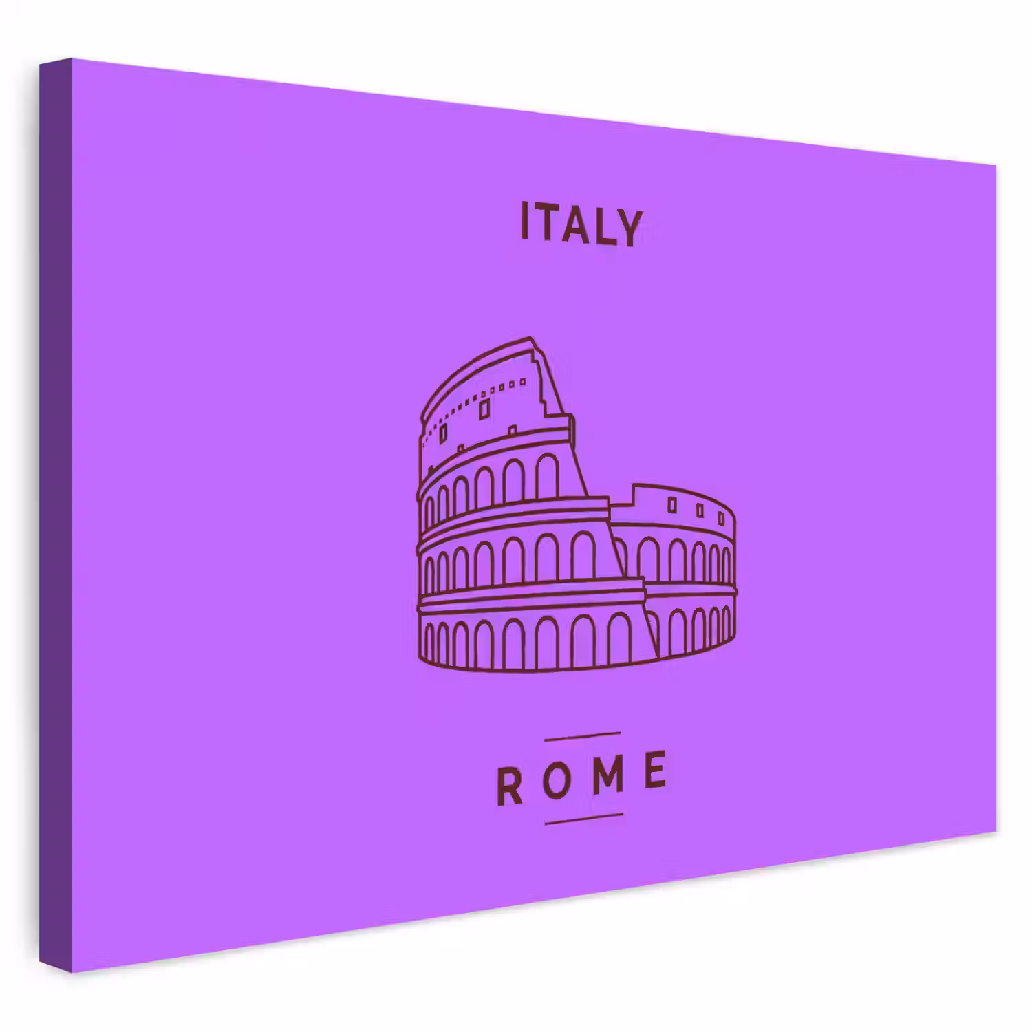 Architectuur - Colosseum - Rome - Minimalistisch - Paars Tuinposter op houten frame 2 cm dik klein -3d