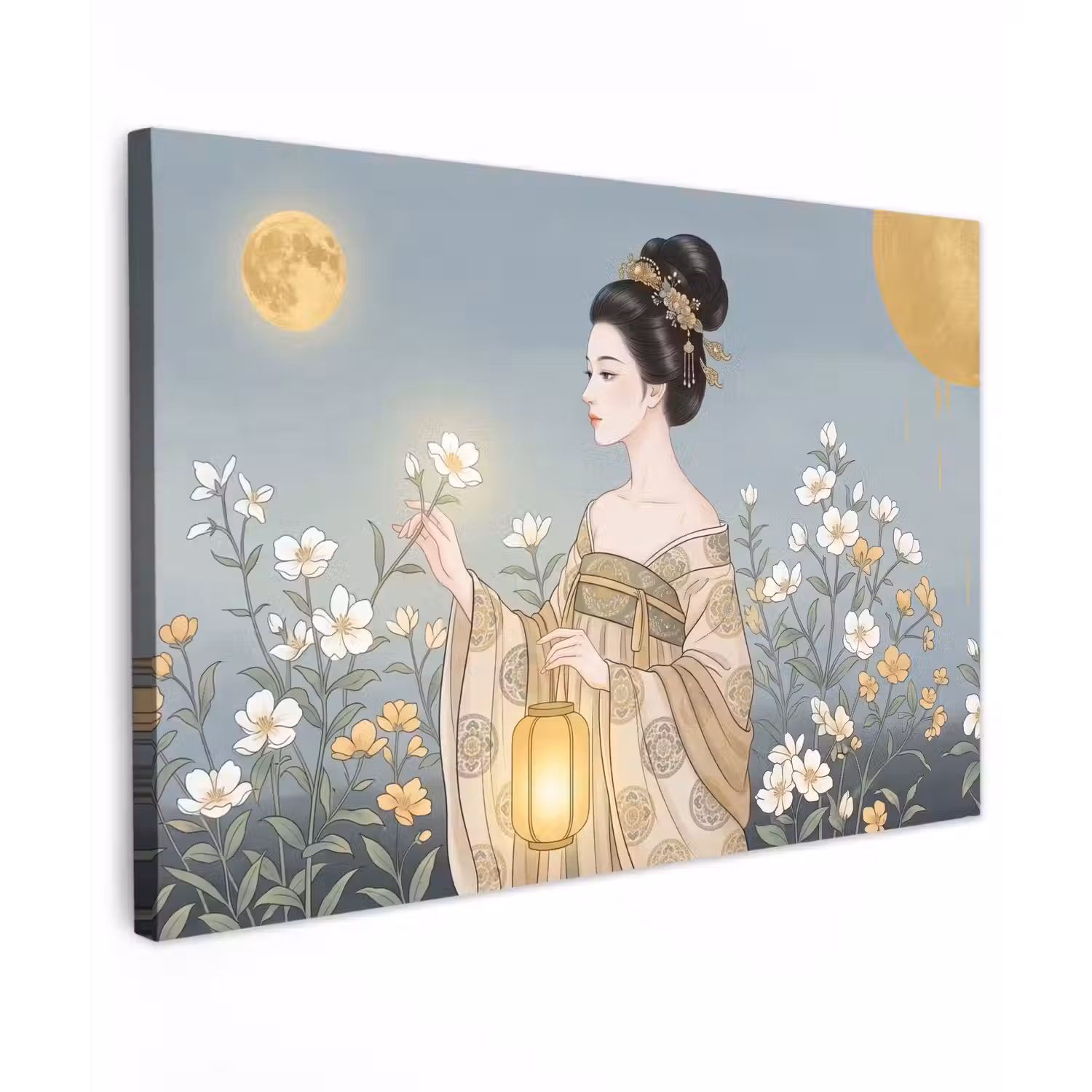 Aziatisch - Vrouw - Kimono Tuinposter op houten frame 2 cm dik klein -3d