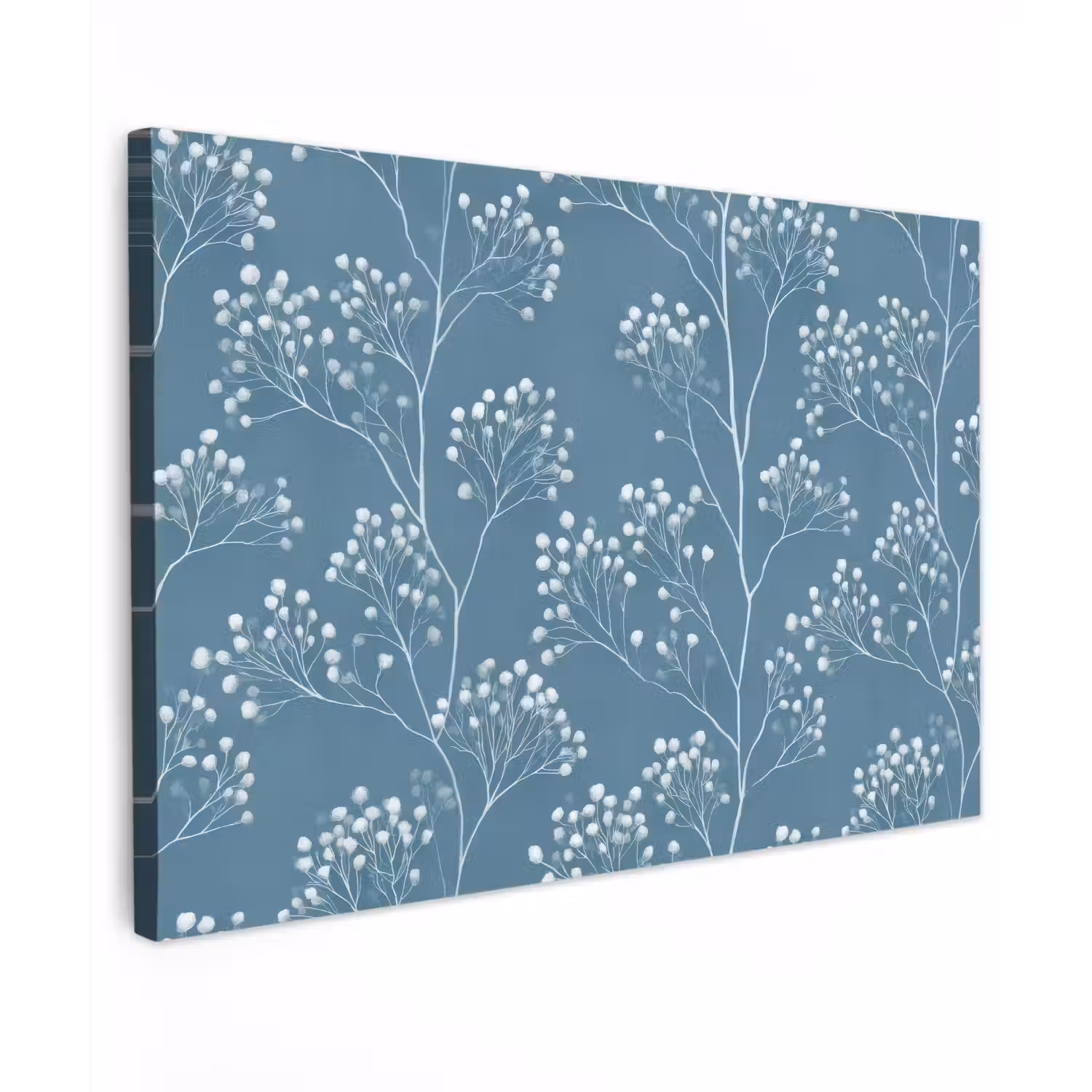 Takken - Bessen - Patroon - Lichtblauw Tuinposter op houten frame 2 cm dik klein 845 -3d