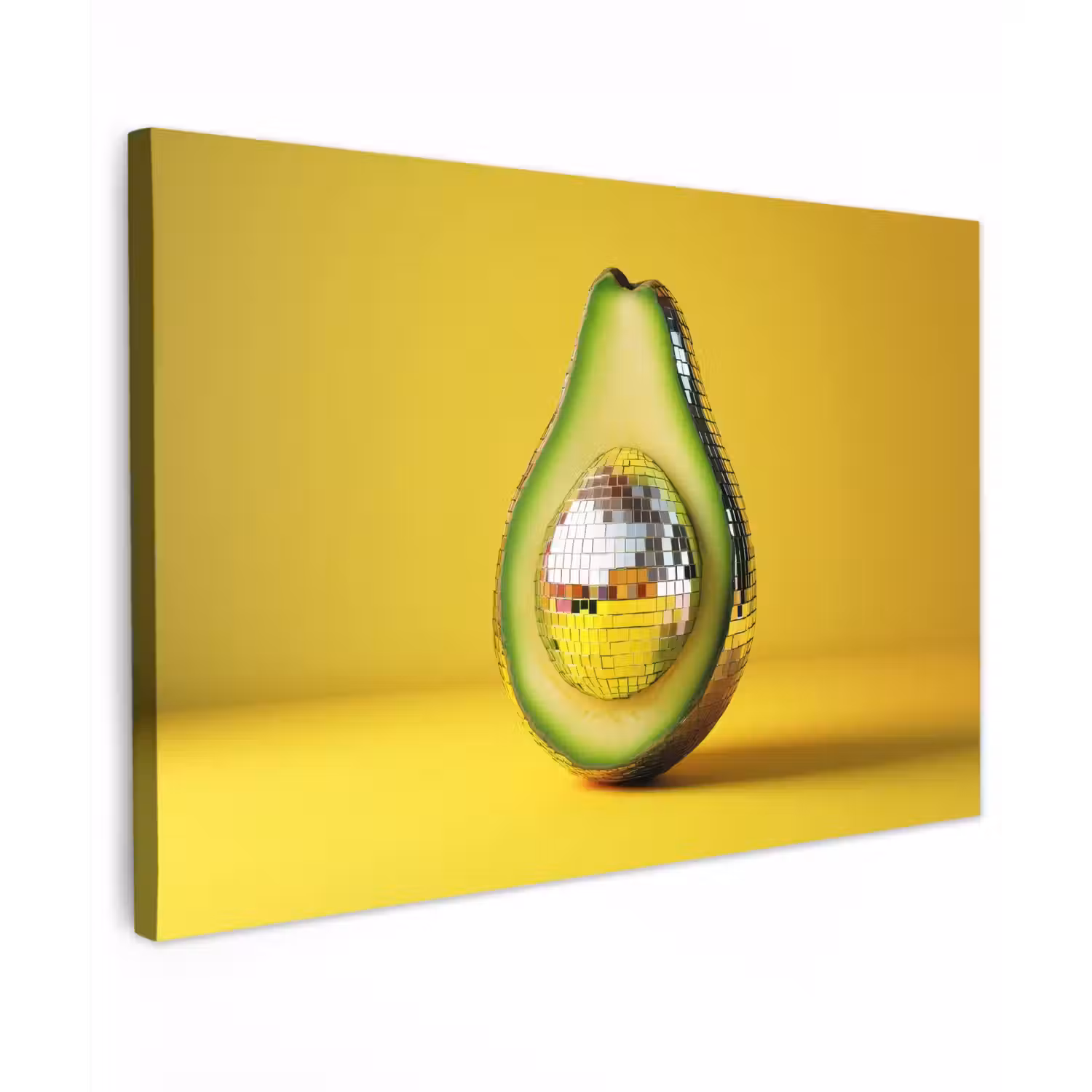 Avocado - Discobal - Geel - Glitter Tuinposter op houten frame 2 cm dik klein -3d