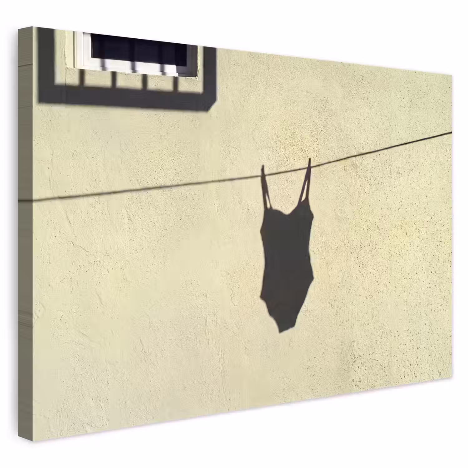 Badpak - Schaduw - Muur - Zomer - Minimalistisch Tuinposter op houten frame 2 cm dik klein -3d