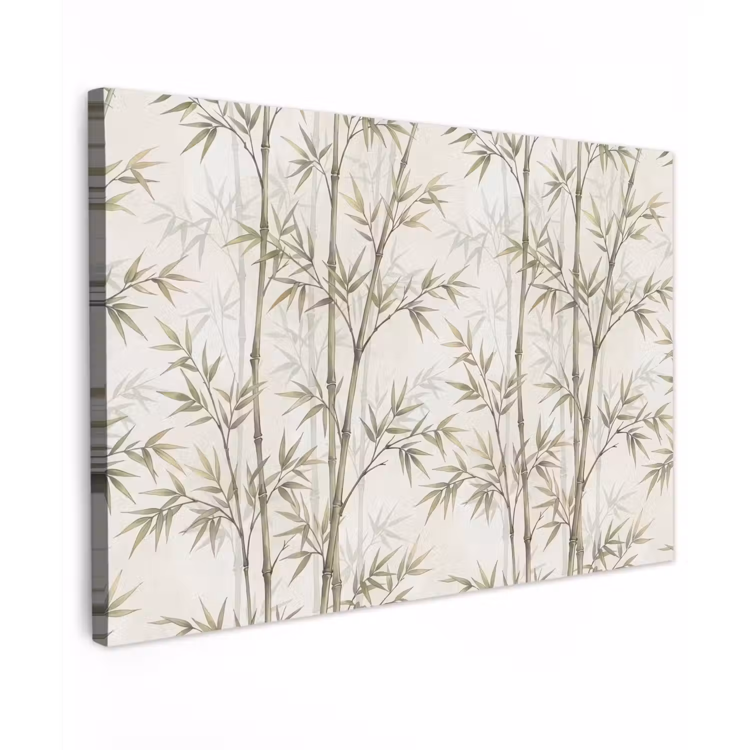 Bamboe - Bladeren - Natuur - Aquarel - Groen Tuinposter op houten frame 2 cm dik klein -3d