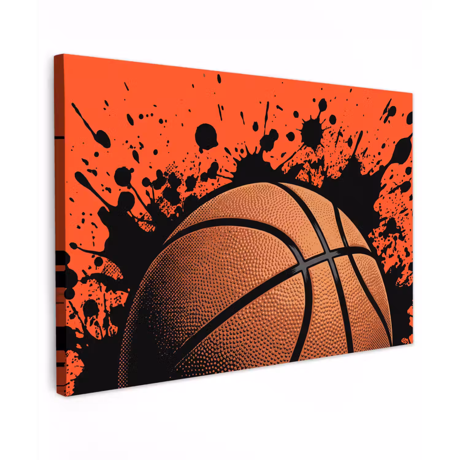 Basketbal - Verf - Sport - Oranje Tuinposter op houten frame 2 cm dik klein -3d