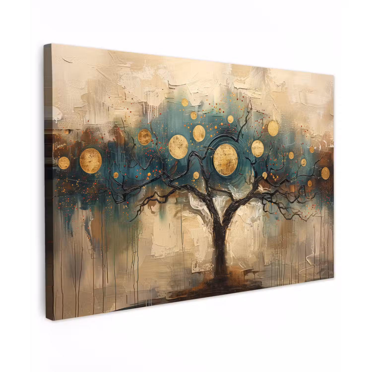 Boom - Kunst - Maan - Watercolor Tuinposter op houten frame 2 cm dik klein -3d