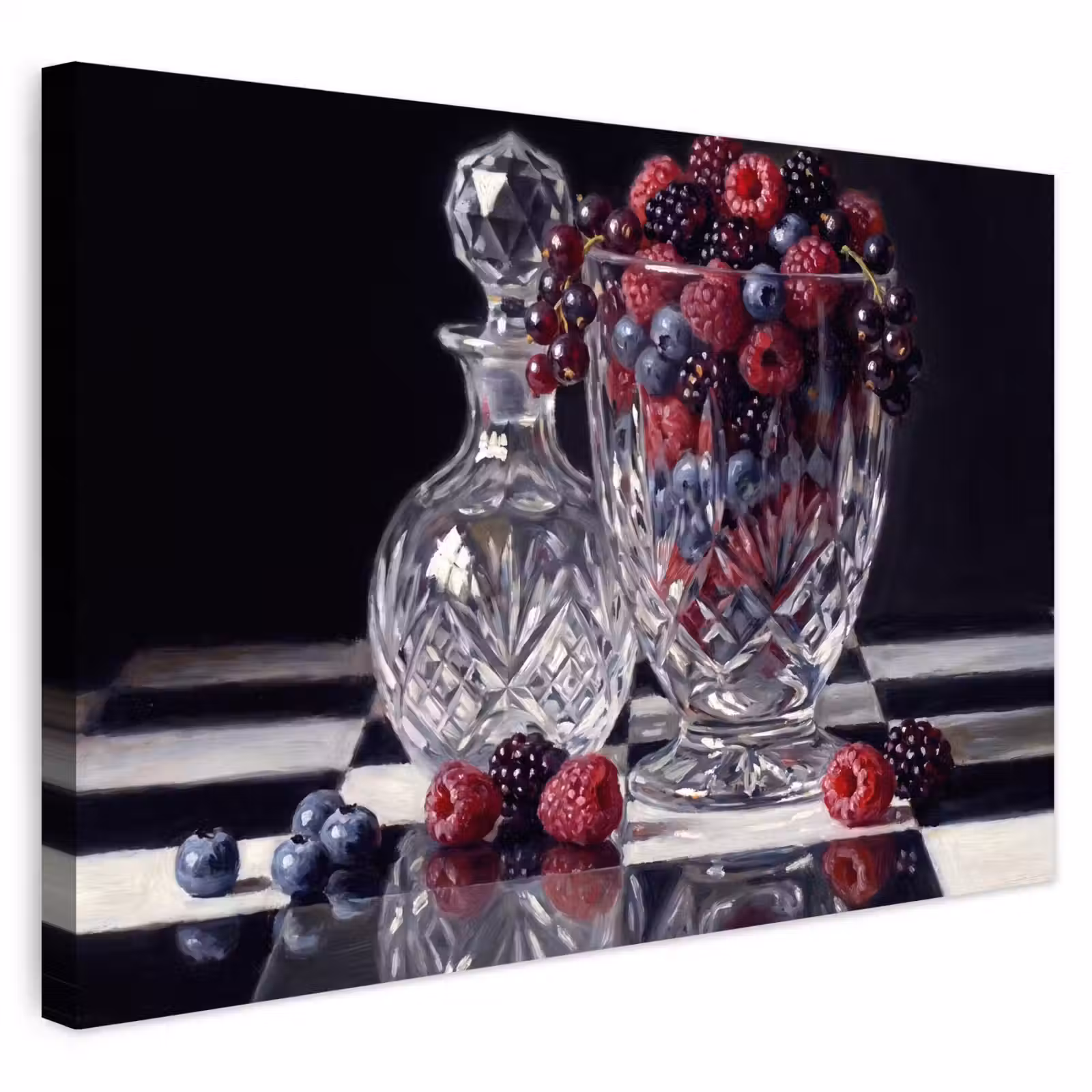 Outdoor Leinwand - Beeren – Kristall – Stillleben - Bessen - Kristal - Stilleven Tuinposter op houten frame 2 cm dik klein