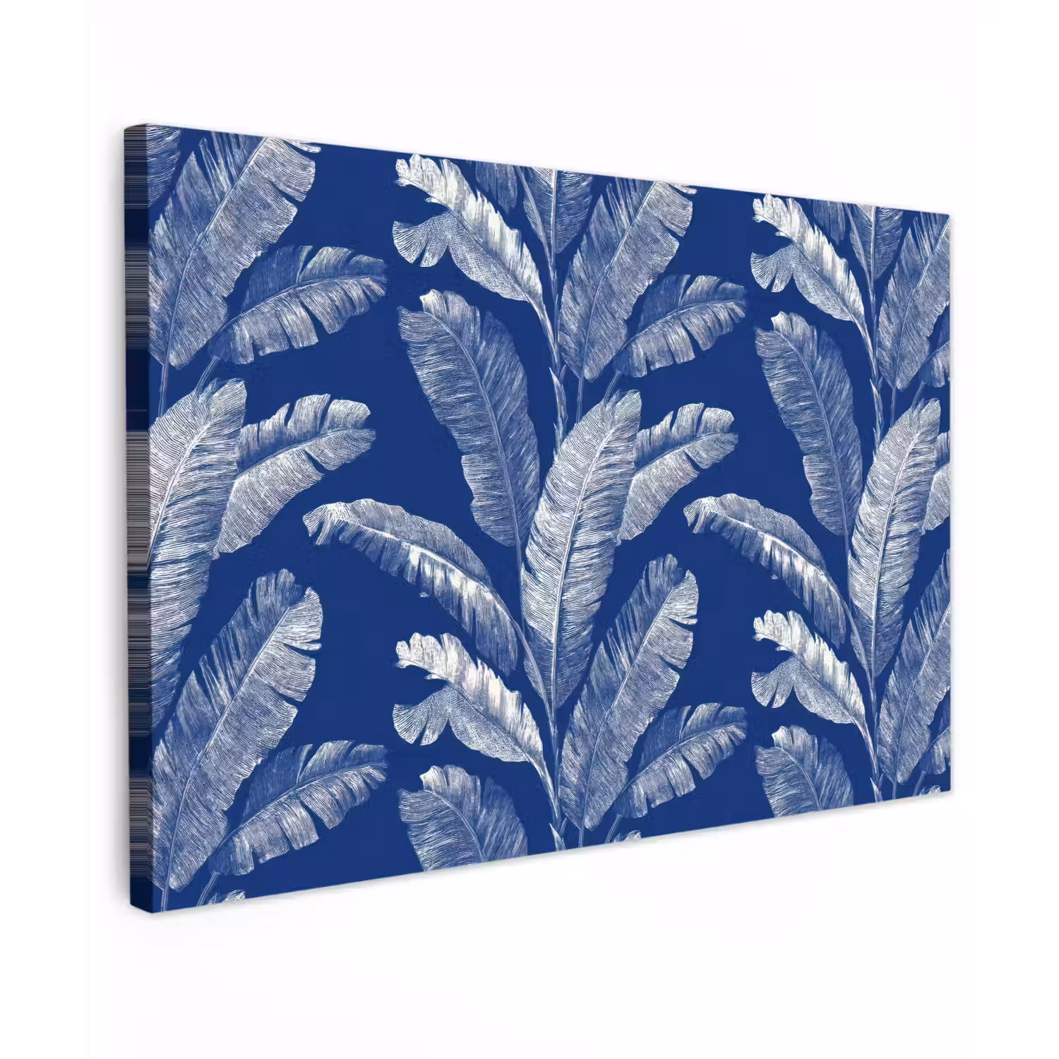 Blad - Palm - Blauw Tuinposter op houten frame 2 cm dik klein 845 -3d