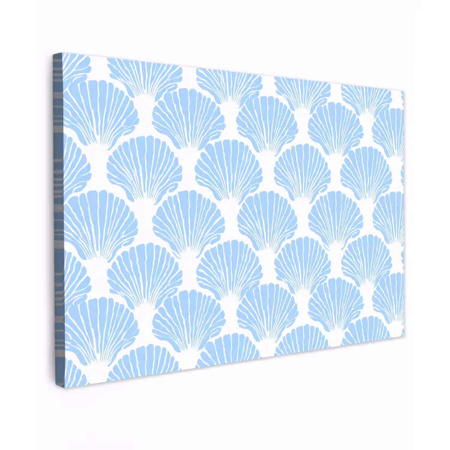 Blauw - Wit - Schelpen - Grafisch - Structuur Tuinposter op houten frame 2 cm dik klein 845 -3d