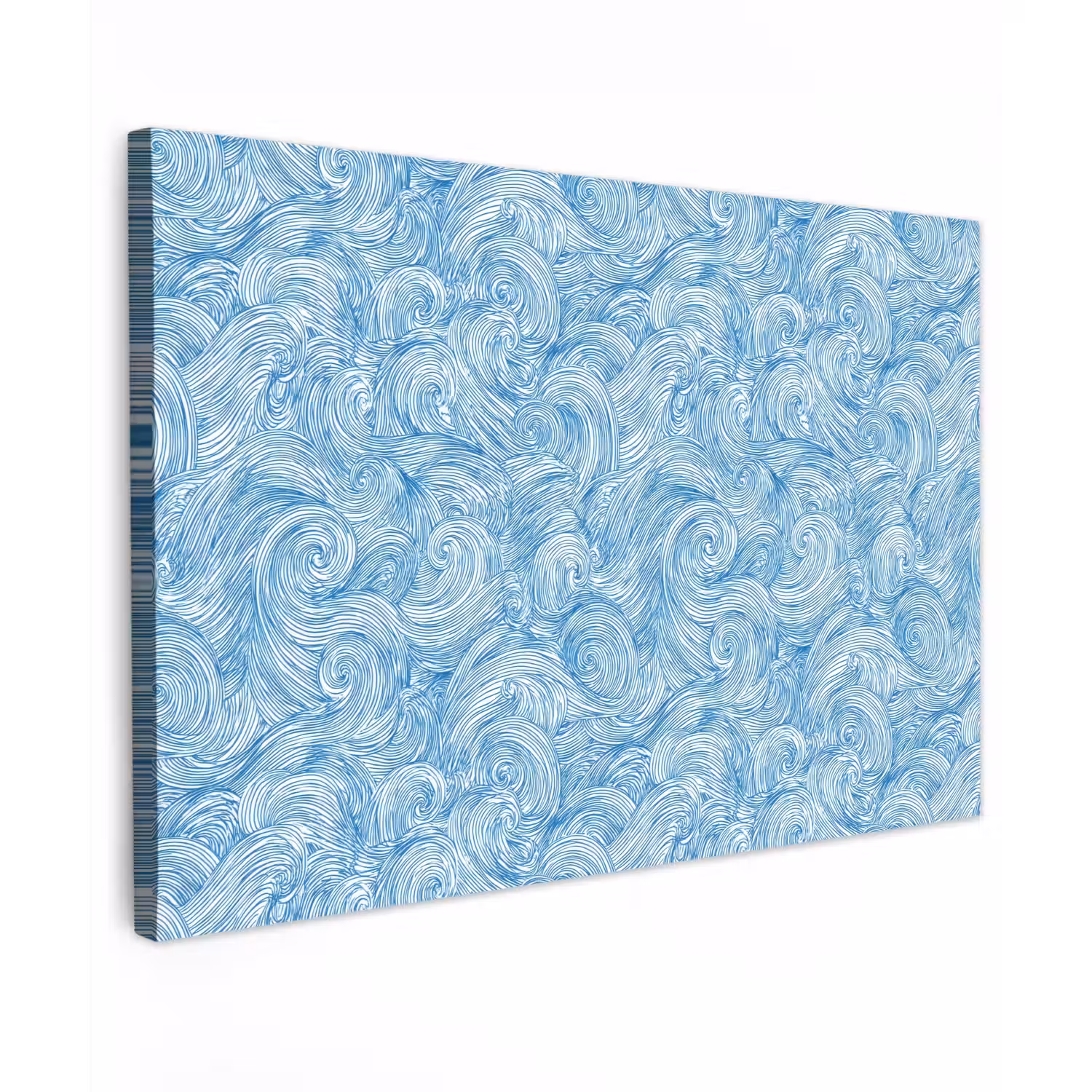 Blauw - Wit - Spiraal - Golven - Lijnen Tuinposter op houten frame 2 cm dik klein 845 -3d