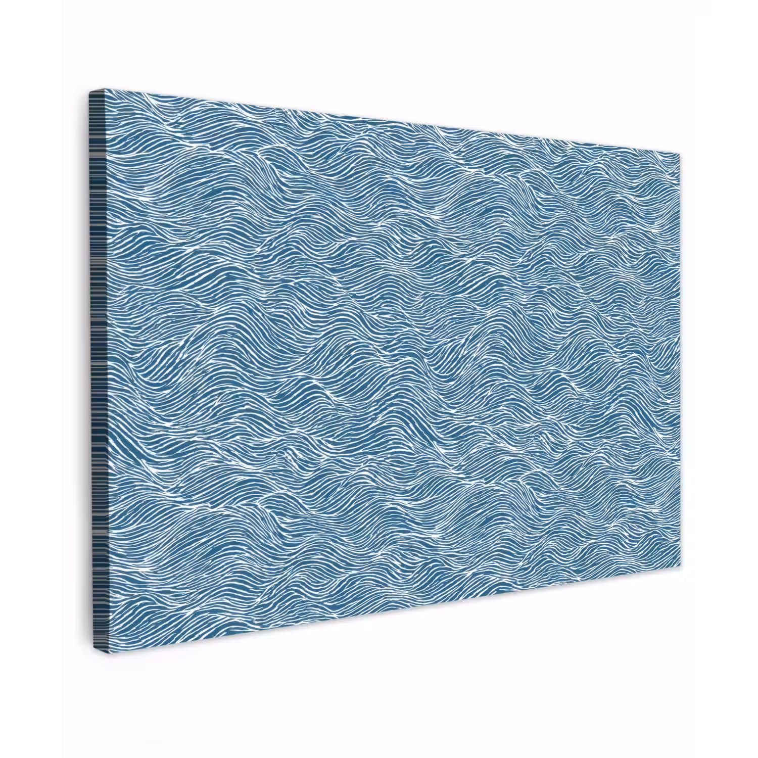 Blauw - Wit - Golven - Getekend - Textuur Tuinposter op houten frame 2 cm dik klein 845 -3d