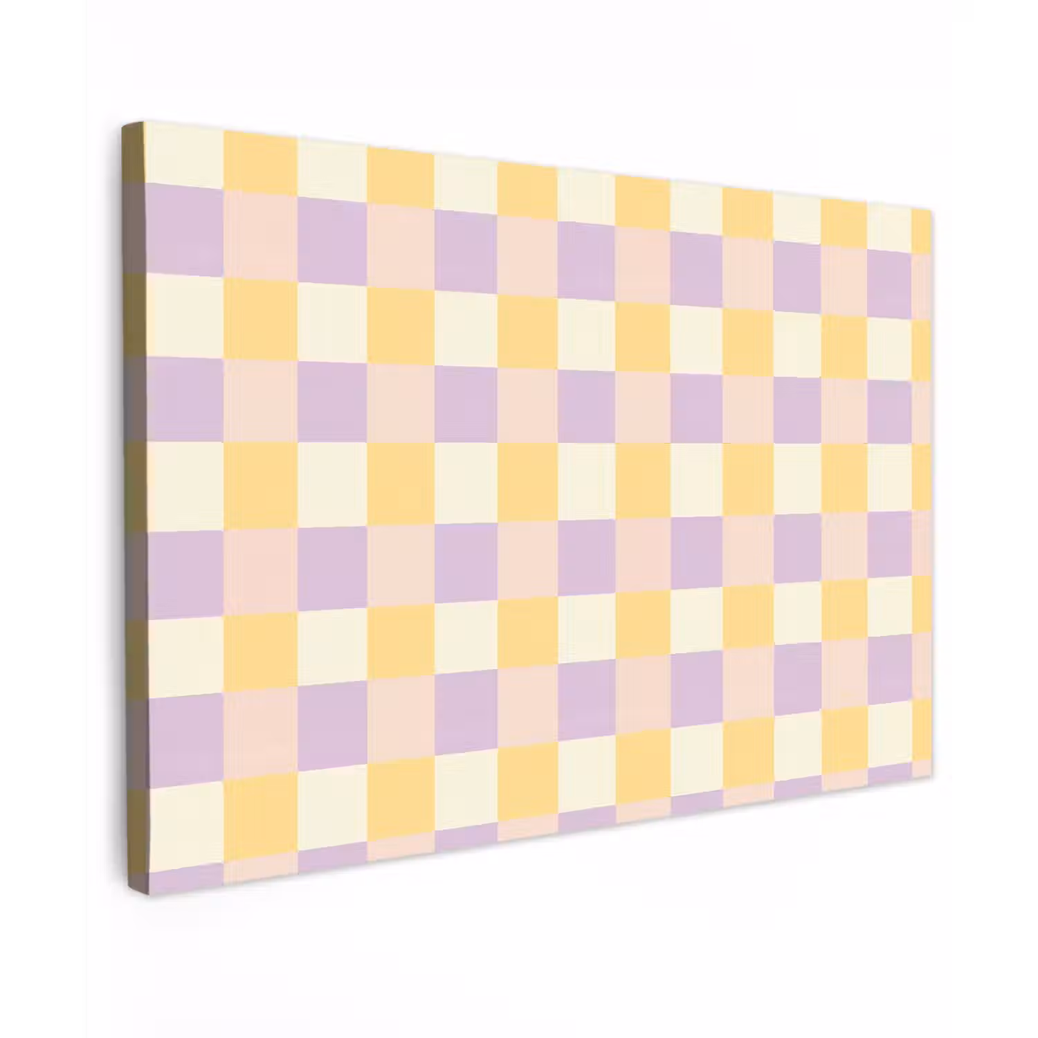 Blokjes - Lila - Geel Tuinposter op houten frame 2 cm dik klein 845 -3d