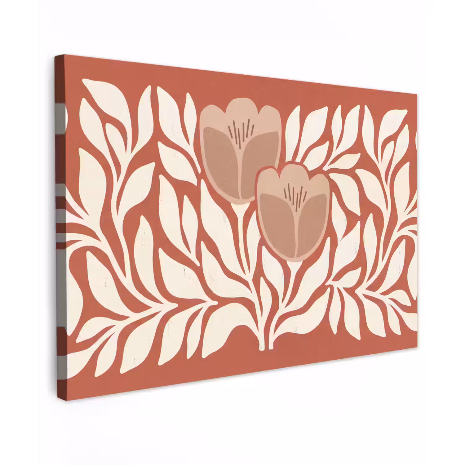 Bloemen - Abstract - Modern - Beige - Natuur Tuinposter op houten frame 2 cm dik klein -3d