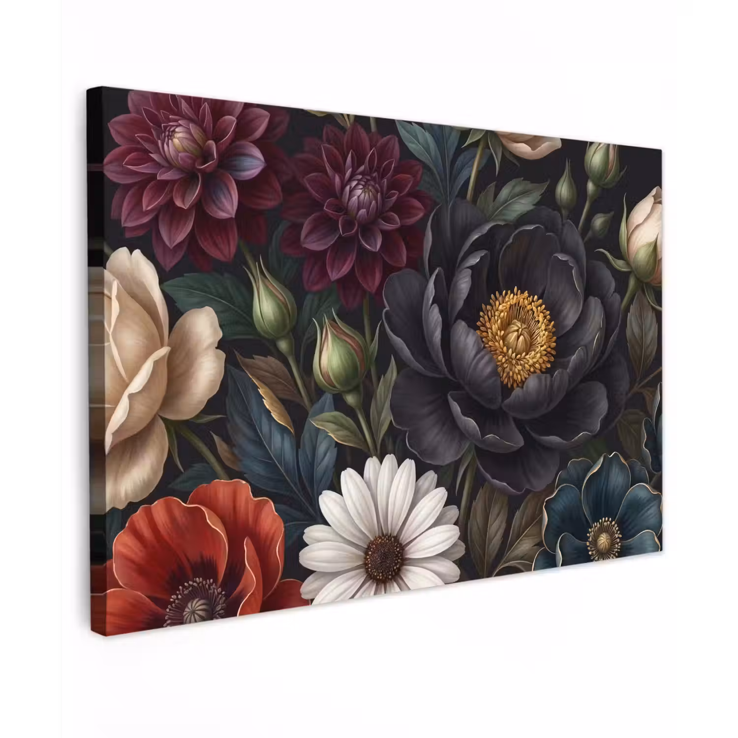 Bloemen - Boeket - Natuur - Klassiek - Weelderig Tuinposter op houten frame 2 cm dik klein -3d