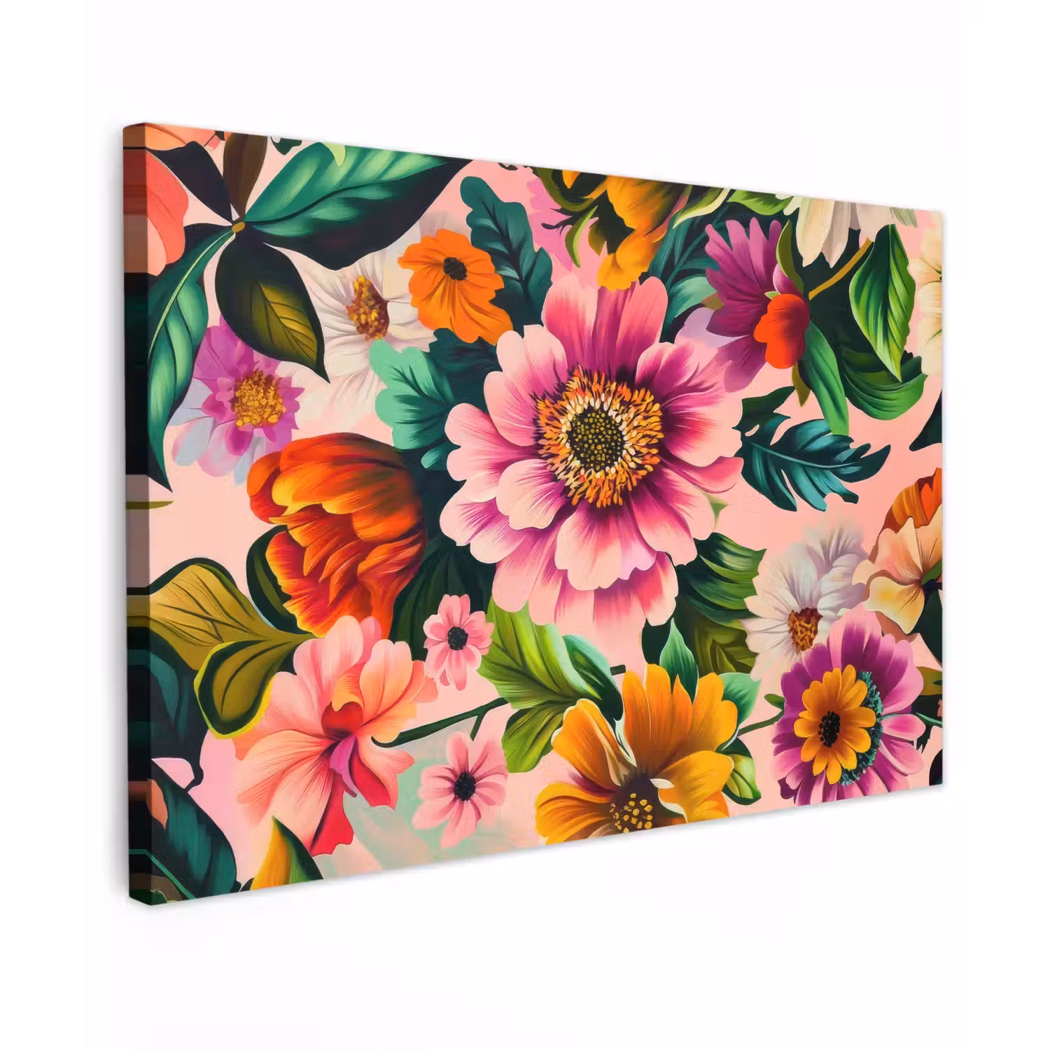 Bloemen - Kleurrijk - Roze Tuinposter op houten frame 2 cm dik klein -3d
