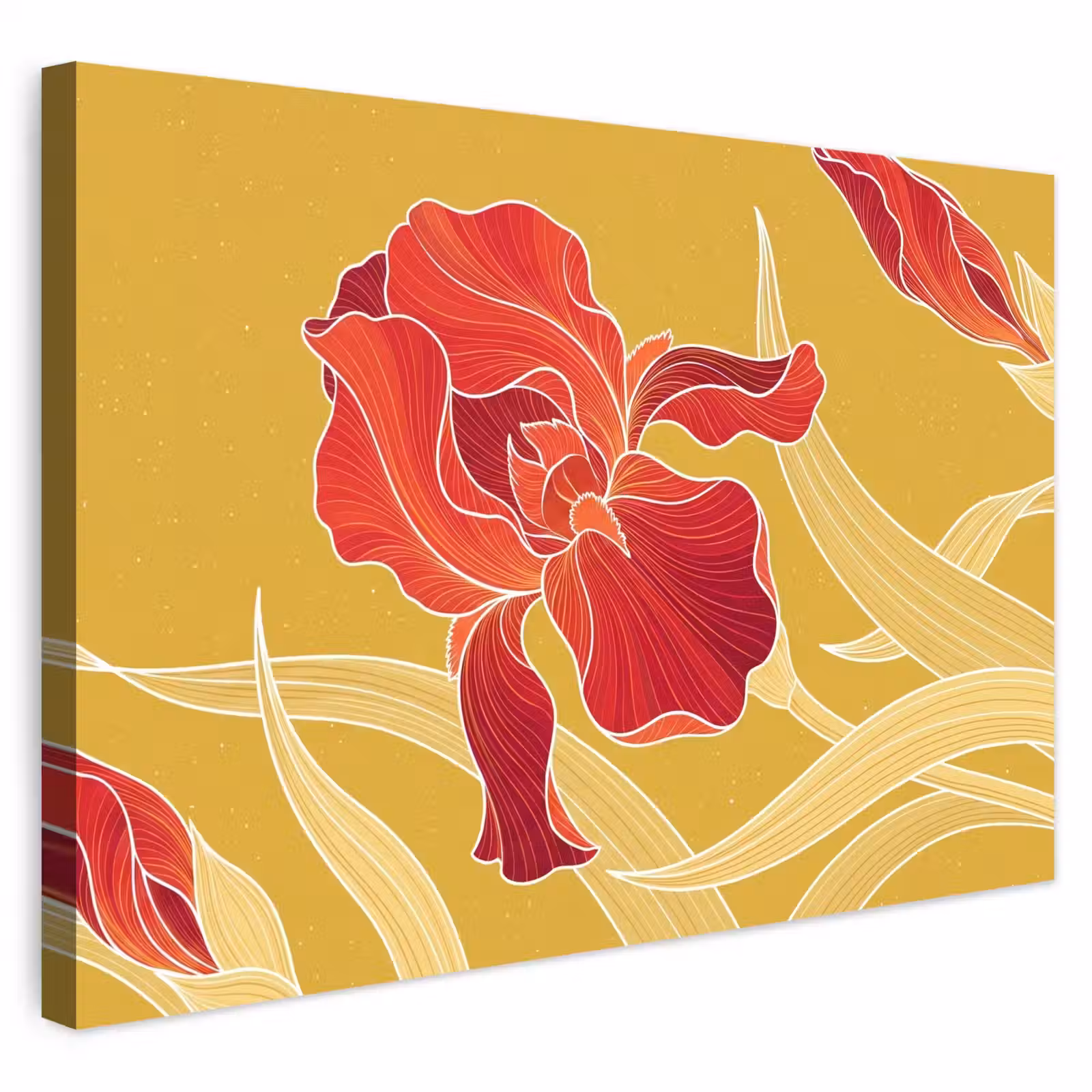Outdoor Leinwand - Blumen – Illustration – Rot - Bloemen - Illustratie - Rood Tuinposter op houten frame 2 cm dik klein