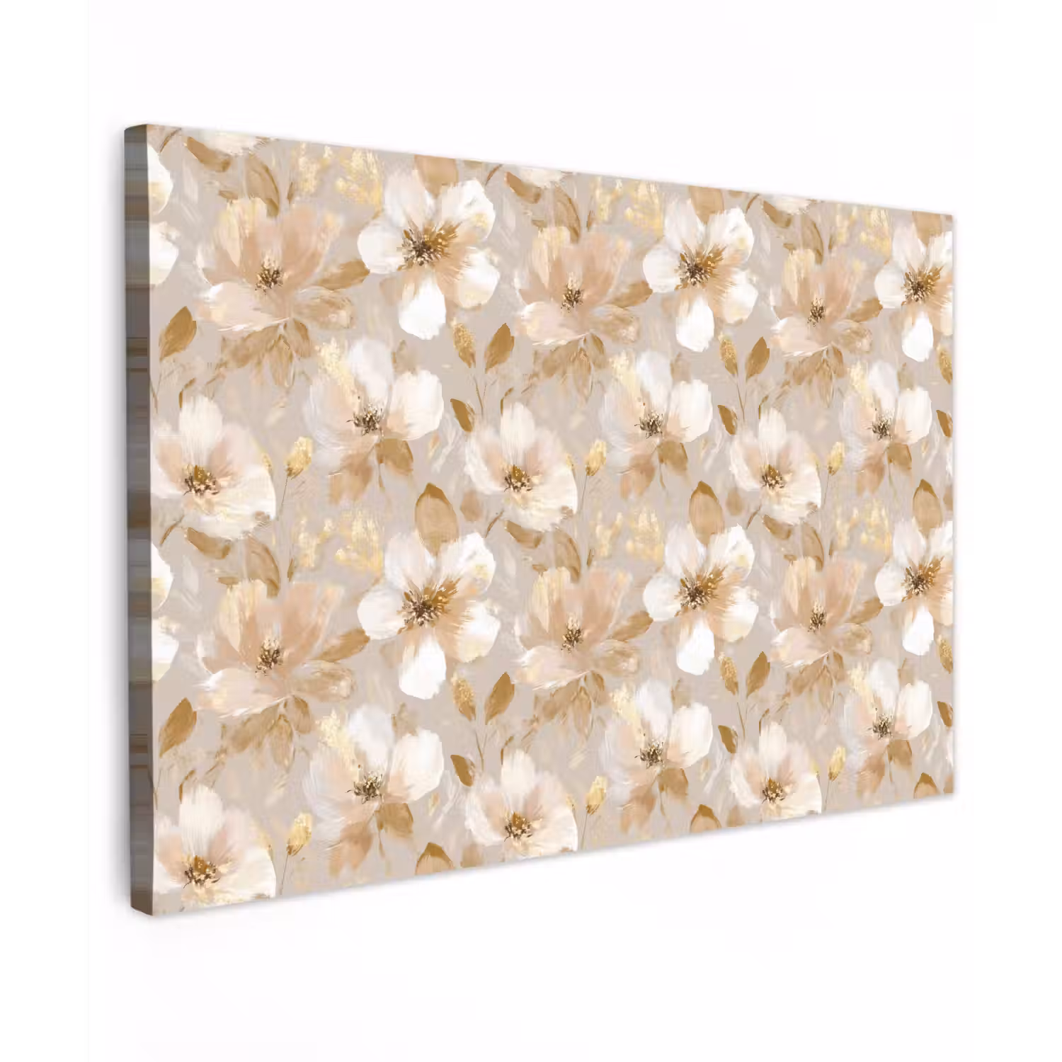 Bloemen - artistiek - Goud Tuinposter op houten frame 2 cm dik klein 845 -3d