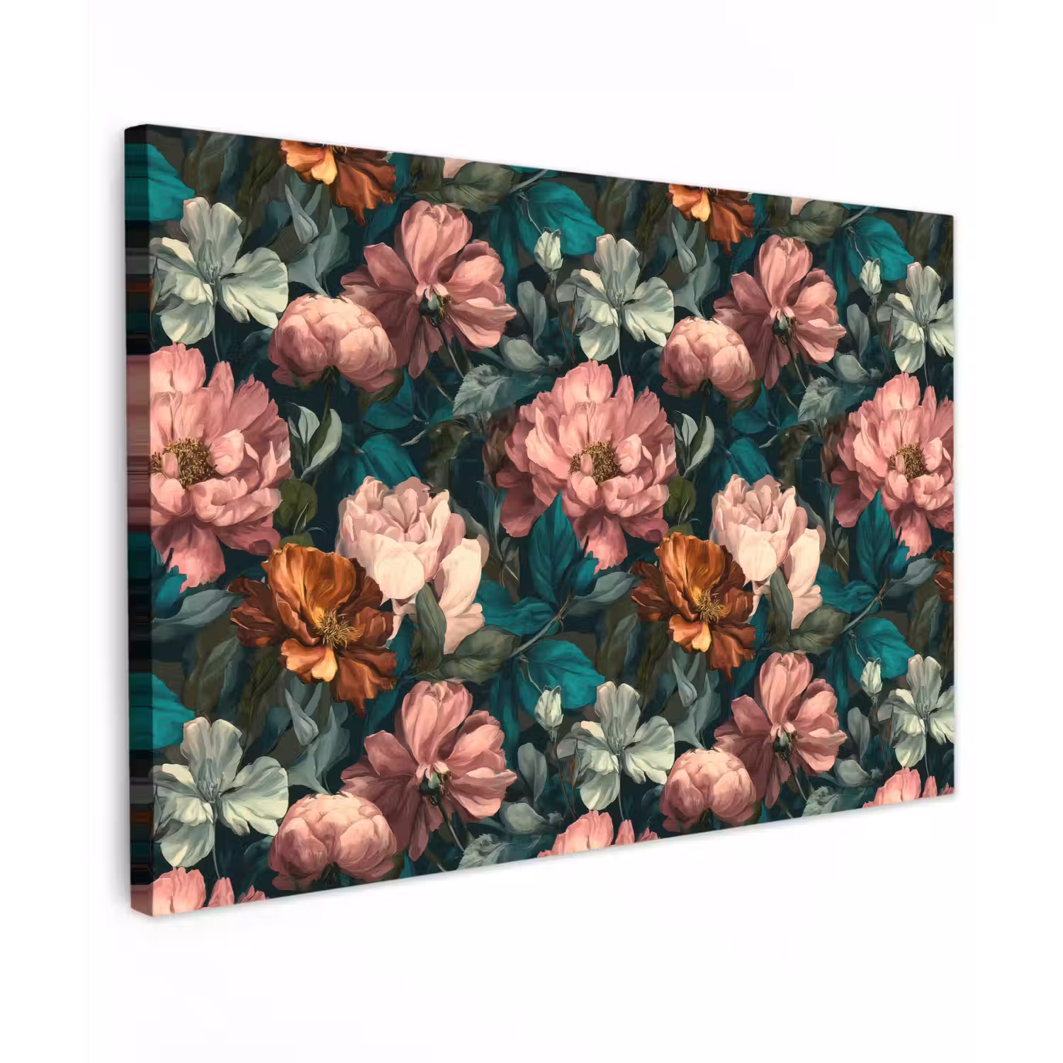 Bloemen - Schilderachtig - Patroon - Roze Tuinposter op houten frame 2 cm dik klein 845 -3d