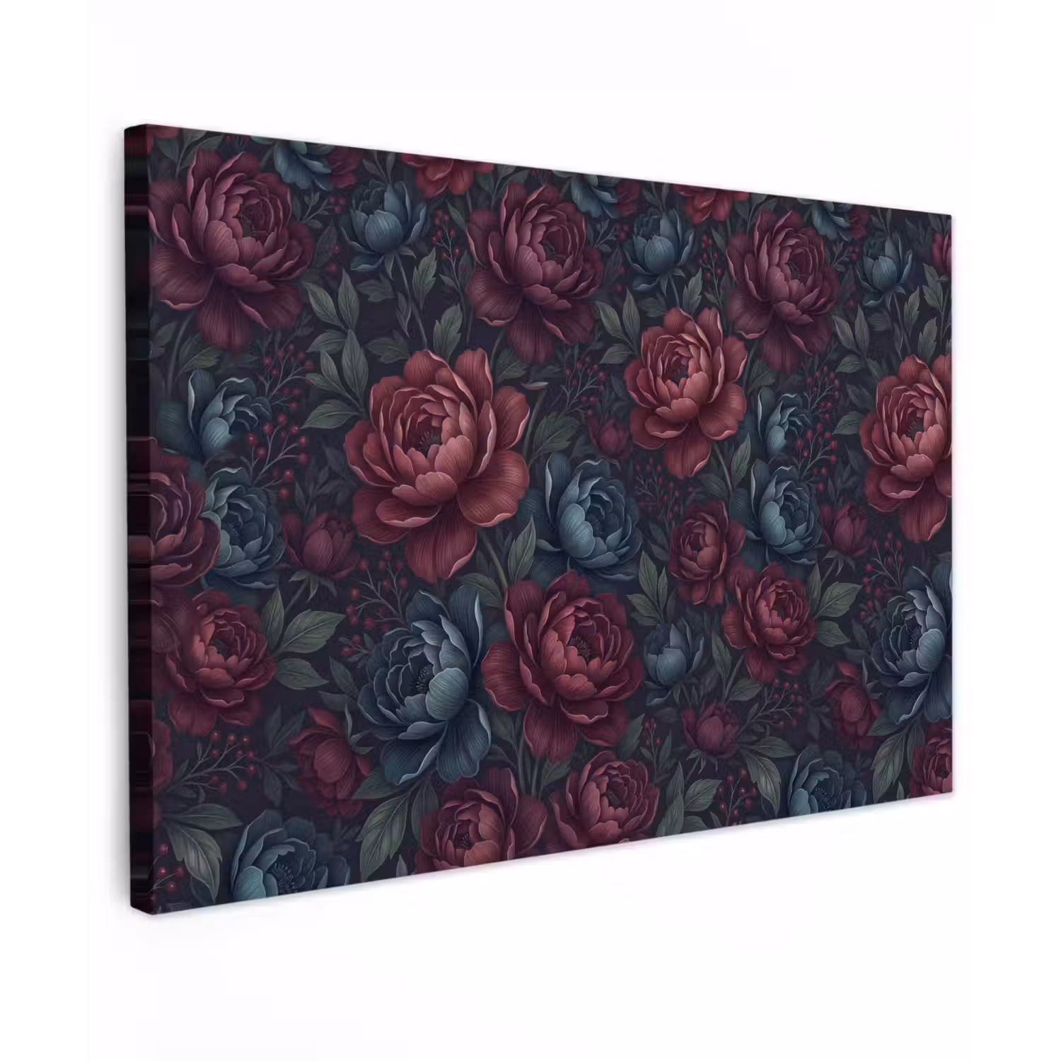 Bloemen - Patroon - Natuur - Klassiek - Donker Tuinposter op houten frame 2 cm dik klein -3d