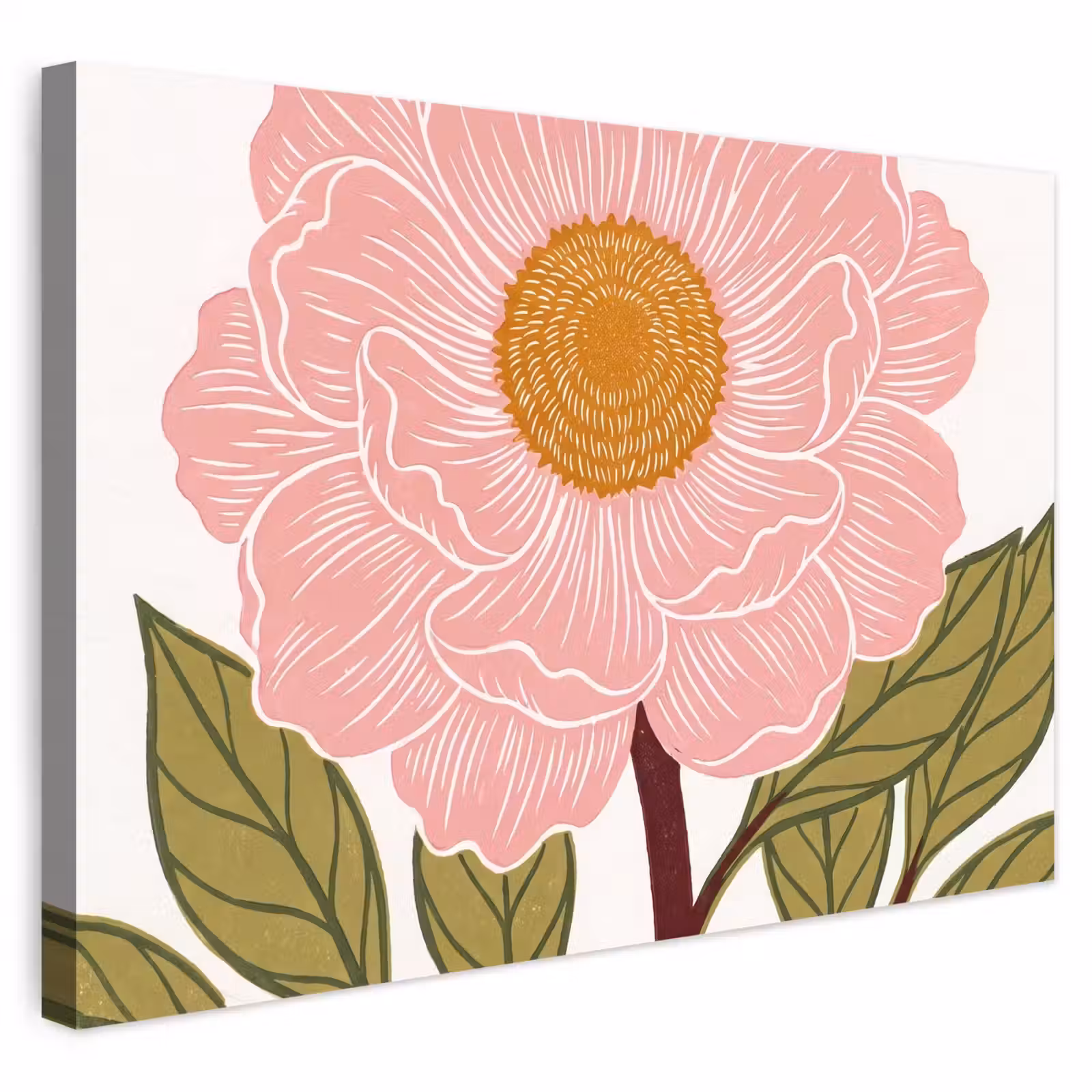 Outdoor Leinwand - Blumen – Rosa – Illustration - Bloemen - Roze - Illustratie Tuinposter op houten frame 2 cm dik klein