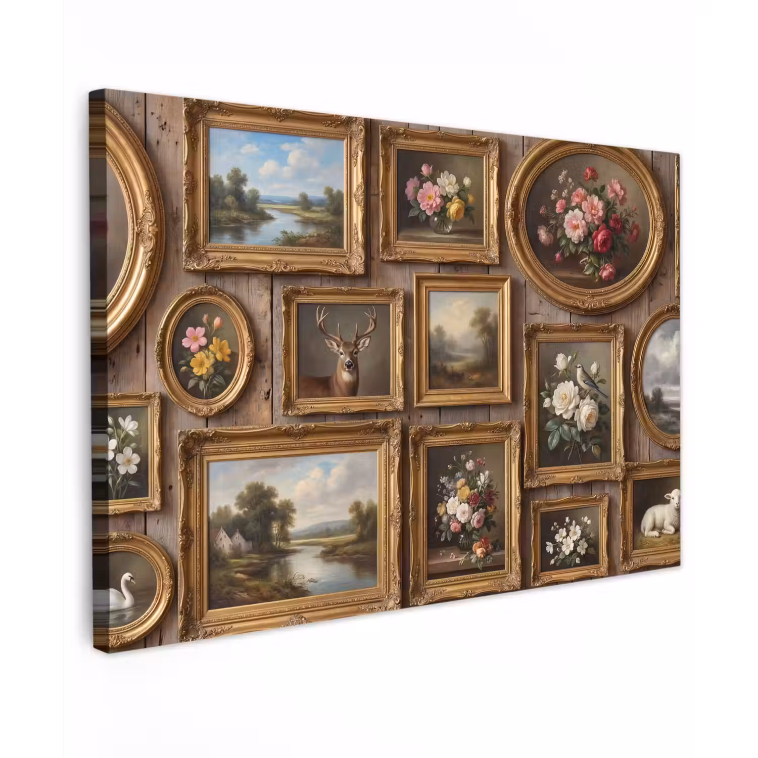 Bloemen - Rozen - Klassiek - Vaas - Kleurrijk Tuinposter op houten frame 2 cm dik klein -3d