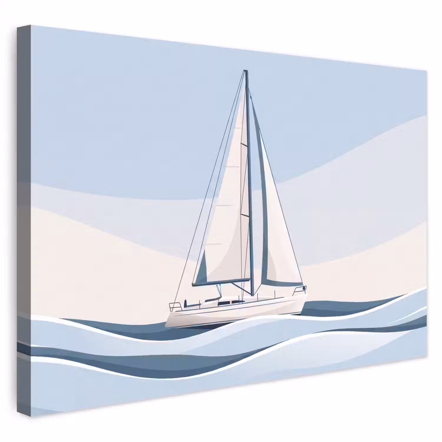 Boot - Zeil - Zee - Modern - Beige Tuinposter op houten frame 2 cm dik klein -3d