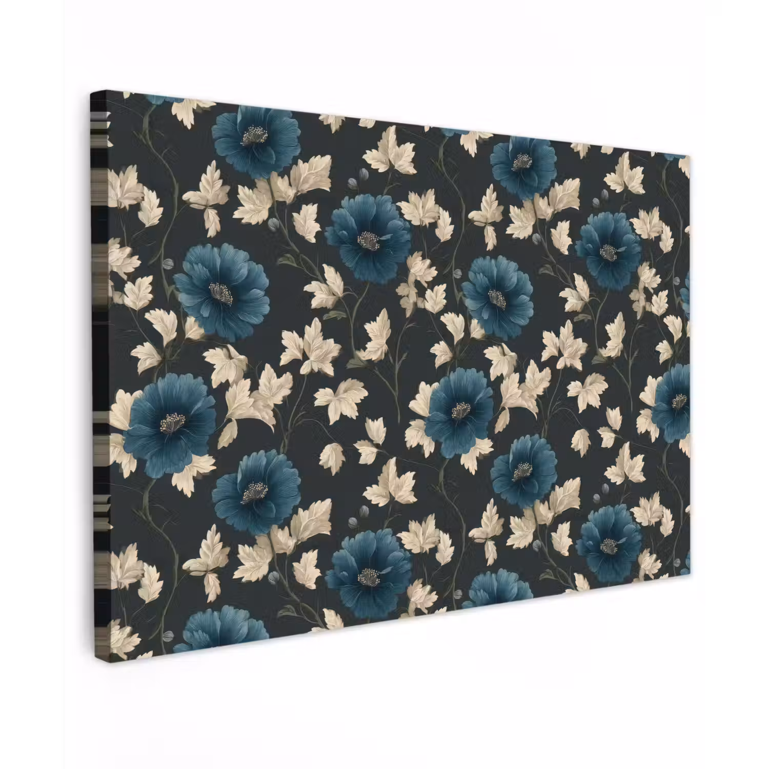 Botanisch - Bloemen - Blauw Tuinposter op houten frame 2 cm dik klein 845 -3d