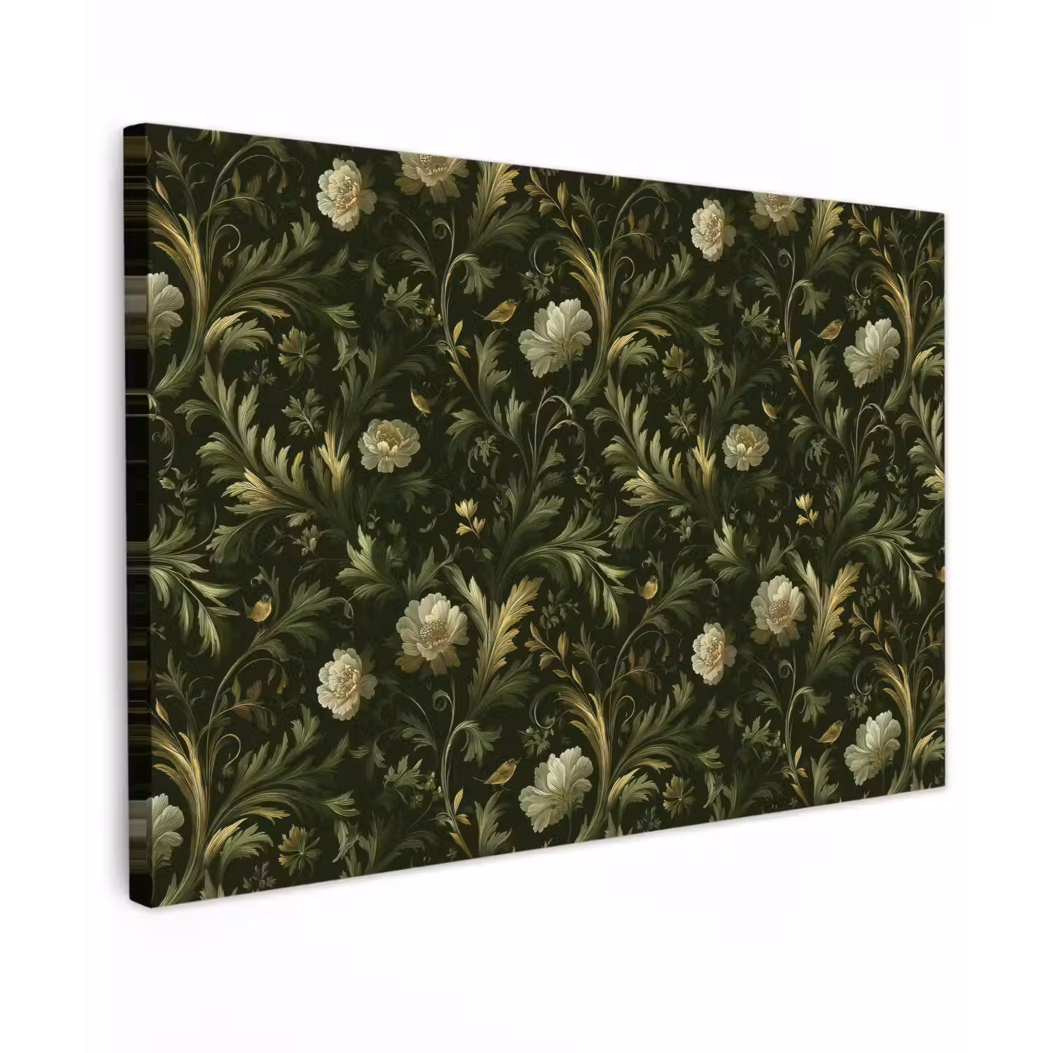 Botanisch - Naadloos - Bloemen Tuinposter op houten frame 2 cm dik klein 845 -3d