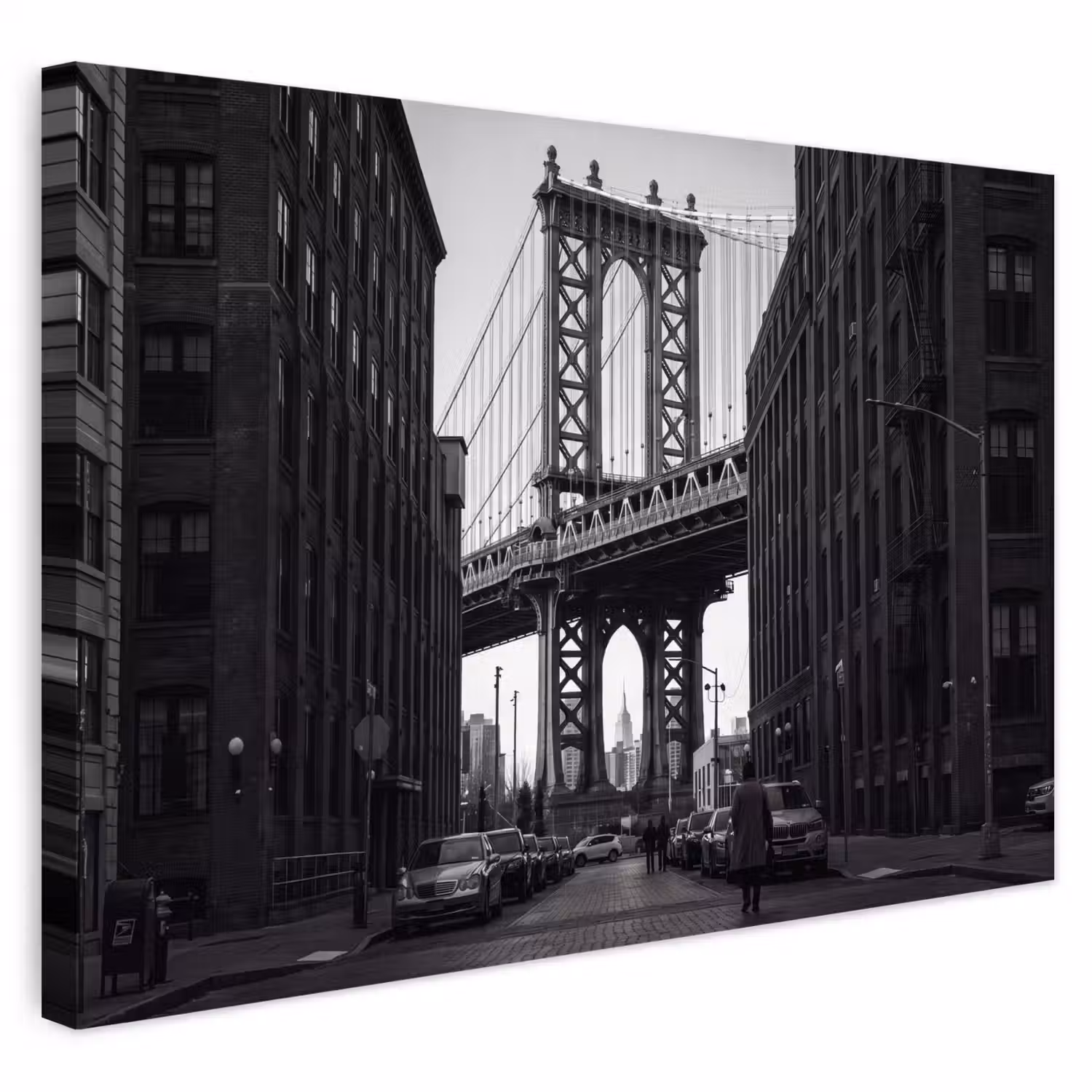 Brug - Stad - Architectuur - Modern - Zwart-wit Tuinposter op houten frame 2 cm dik klein -3d