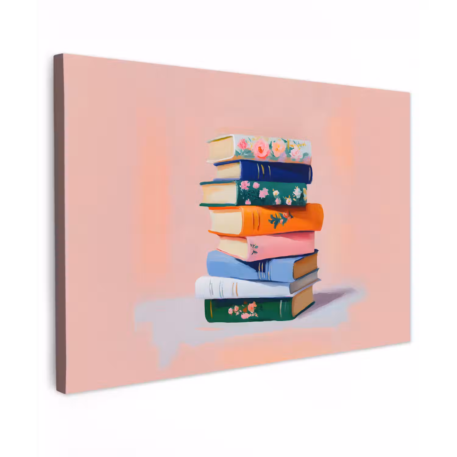 Boeken - Stapel - Kleurrijk Tuinposter op houten frame 2 cm dik klein -3d