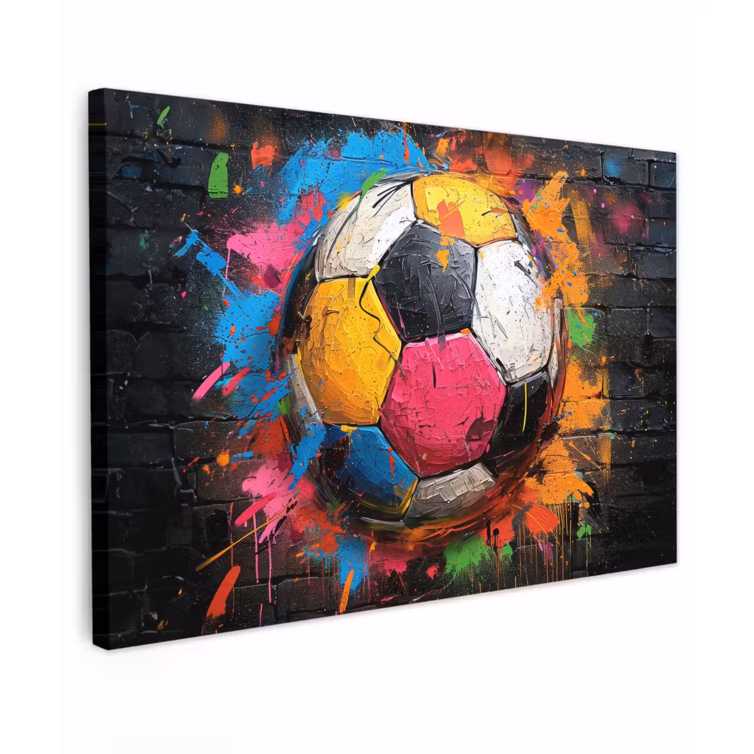 Kleurrijke Voetbal Tuinposter op houten frame 2 cm dik klein -3d