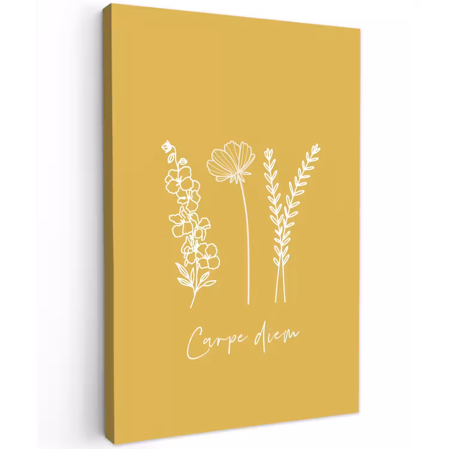 Carpe Diem met Bloemen Tuinposter op houten frame 2 cm dik klein -3d