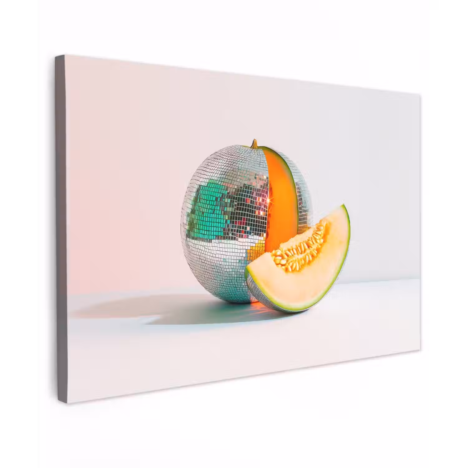 Disco - Discobal - Meloen - Pastel Tuinposter op houten frame 2 cm dik klein -3d