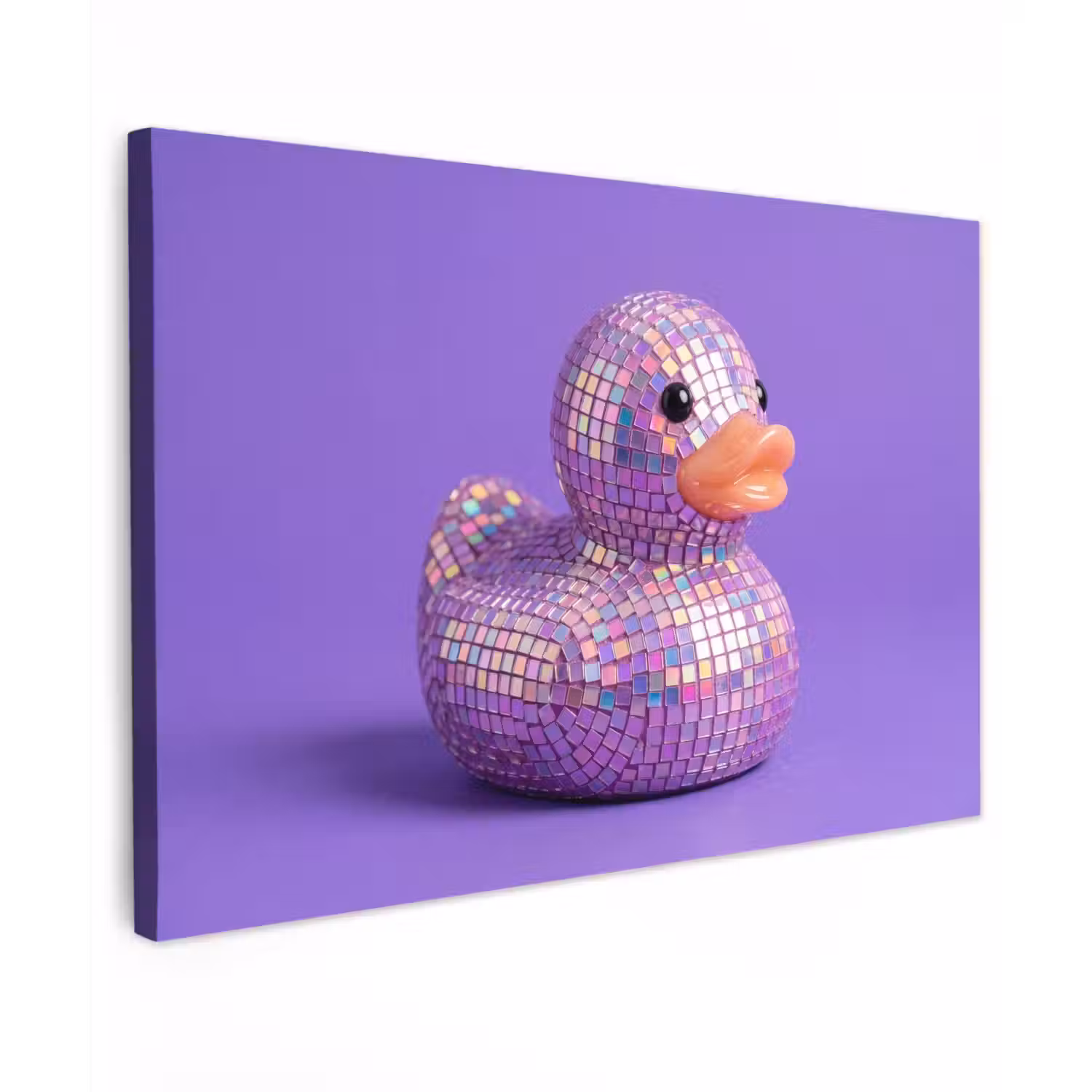 Disco - Eend - Paars Tuinposter op houten frame 2 cm dik klein -3d