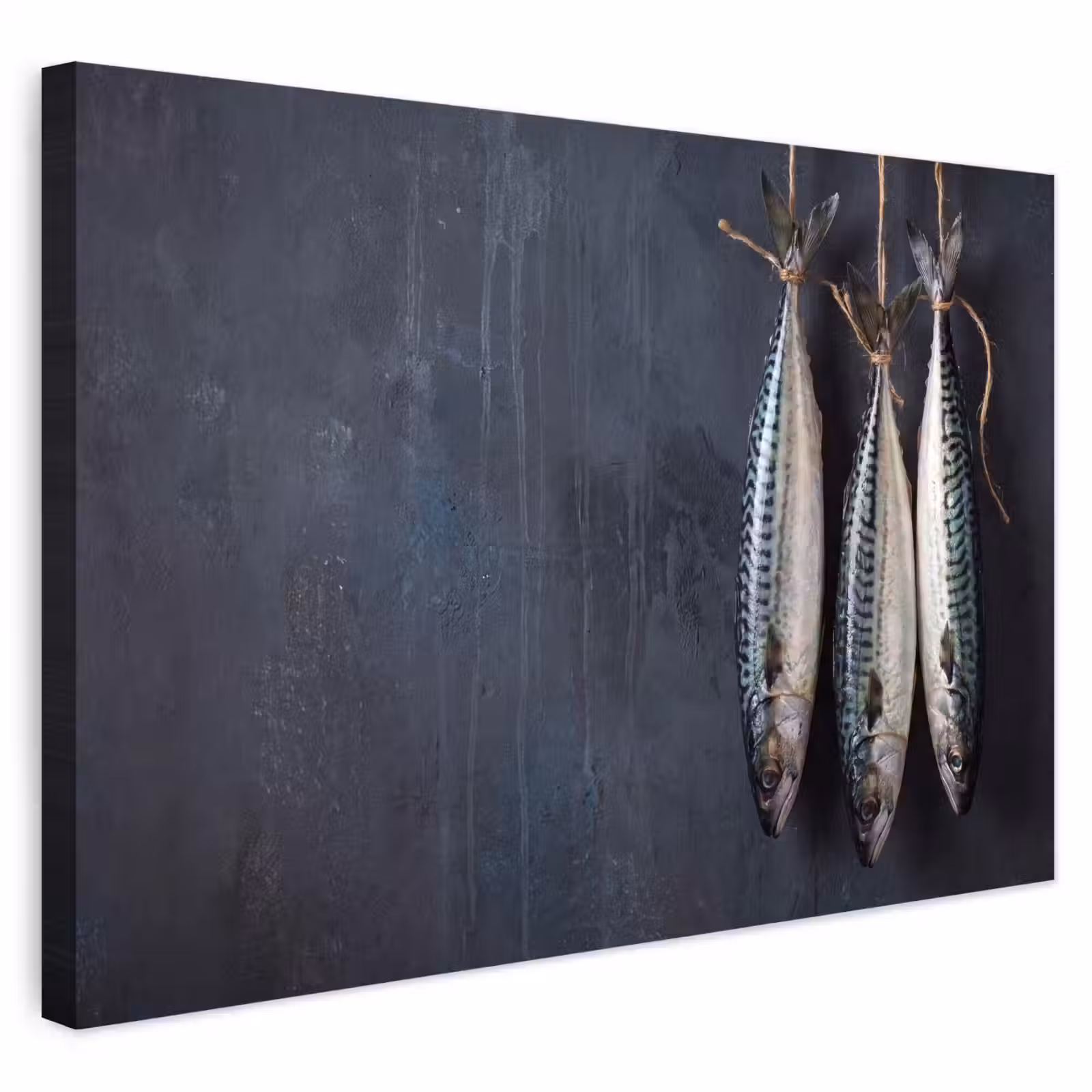 Outdoor Leinwand - Drei Fische – Seil - Drie vissen - Touw Tuinposter op houten frame 2 cm dik klein