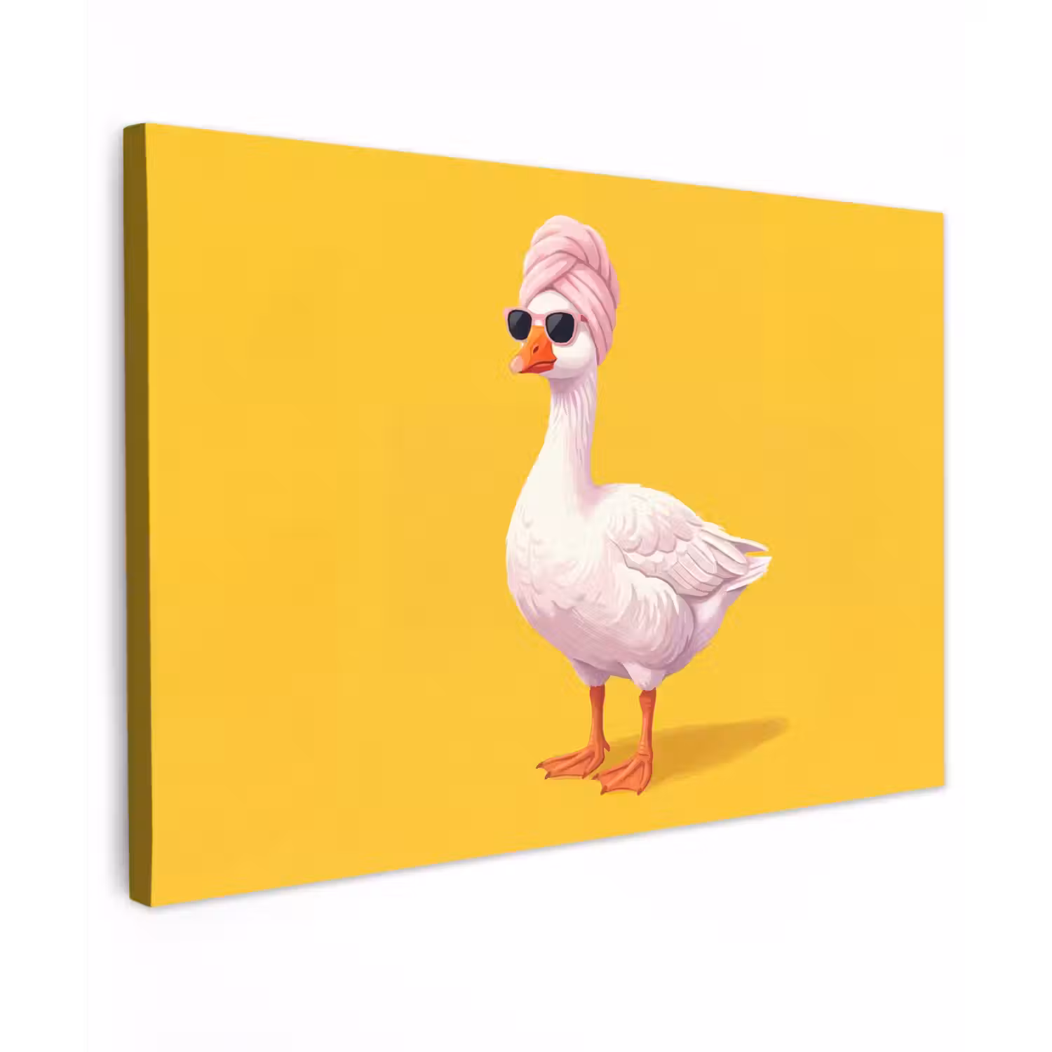 Eend - Zonnebril - Geel Tuinposter op houten frame 2 cm dik klein -3d