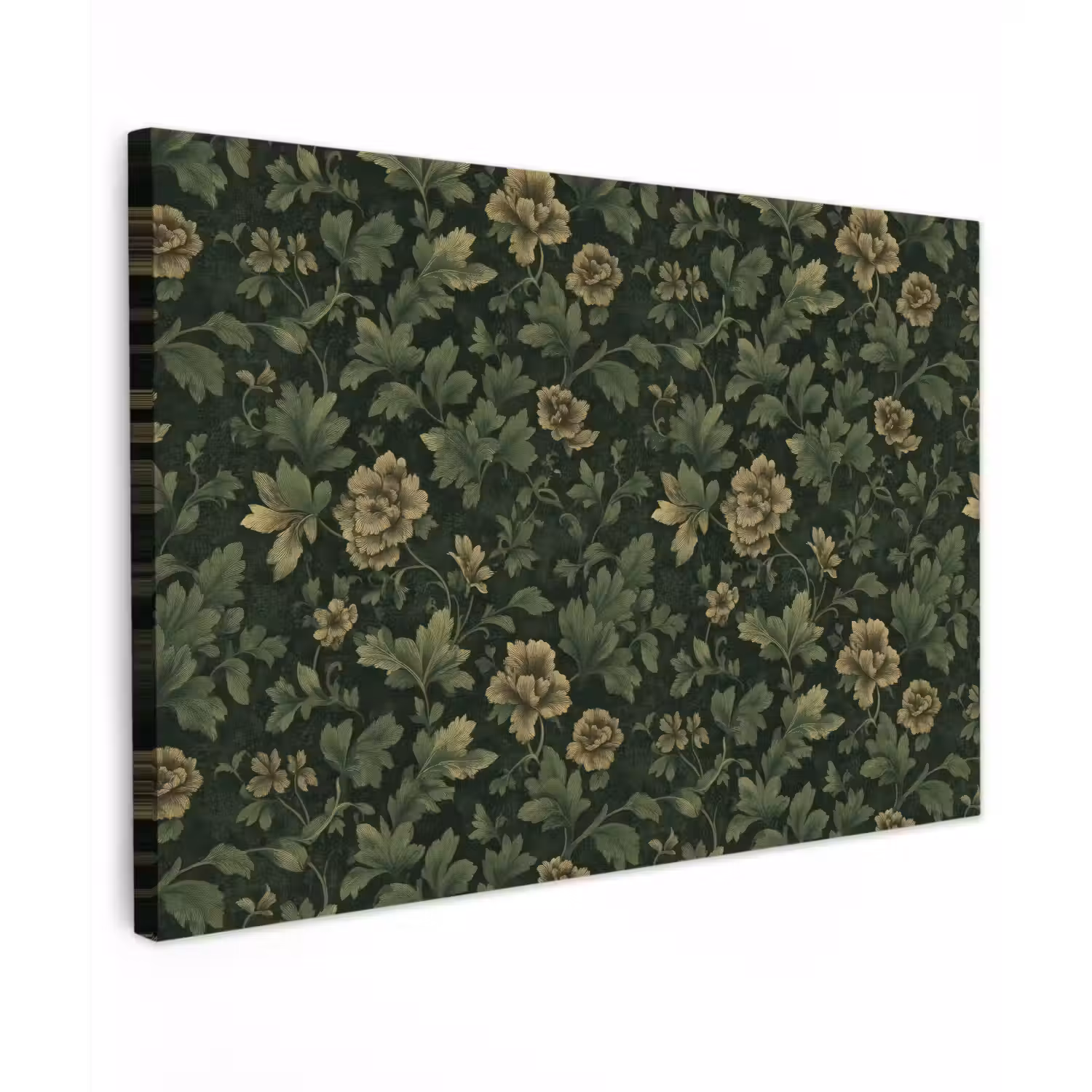 Donker - Groen - Goud - Botanisch Tuinposter op houten frame 2 cm dik klein 845 -3d