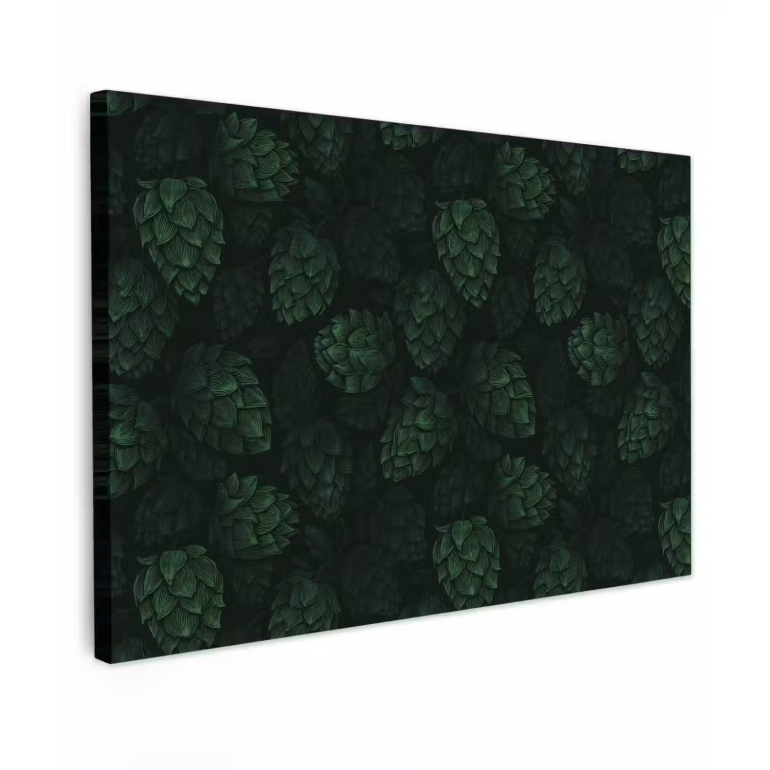 Donker - Groen - Hopbellen - Botanisch - Illustratie Tuinposter op houten frame 2 cm dik klein 845 -3d
