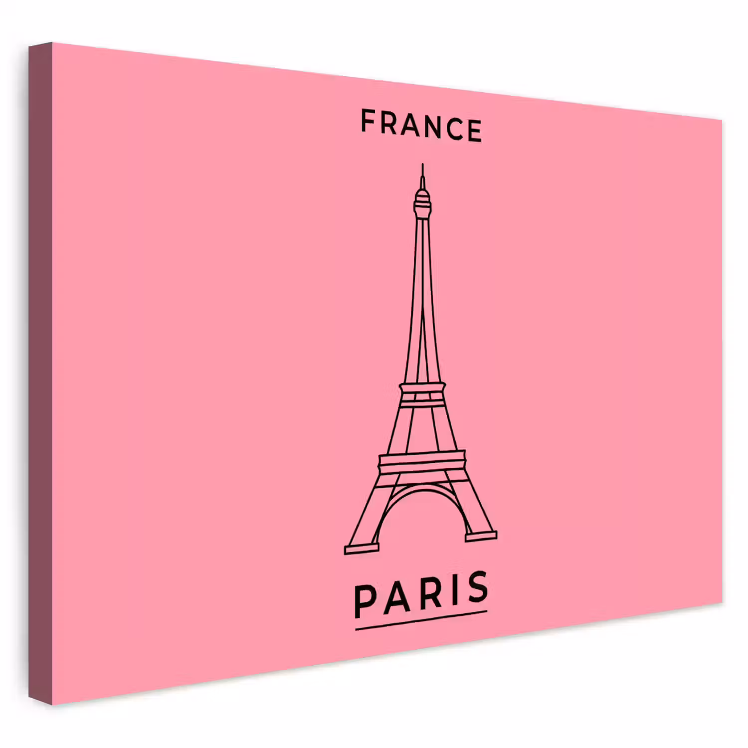 Eiffeltoren - Parijs - Architectuur - Minimalistisch - Roze Tuinposter op houten frame 2 cm dik klein -3d