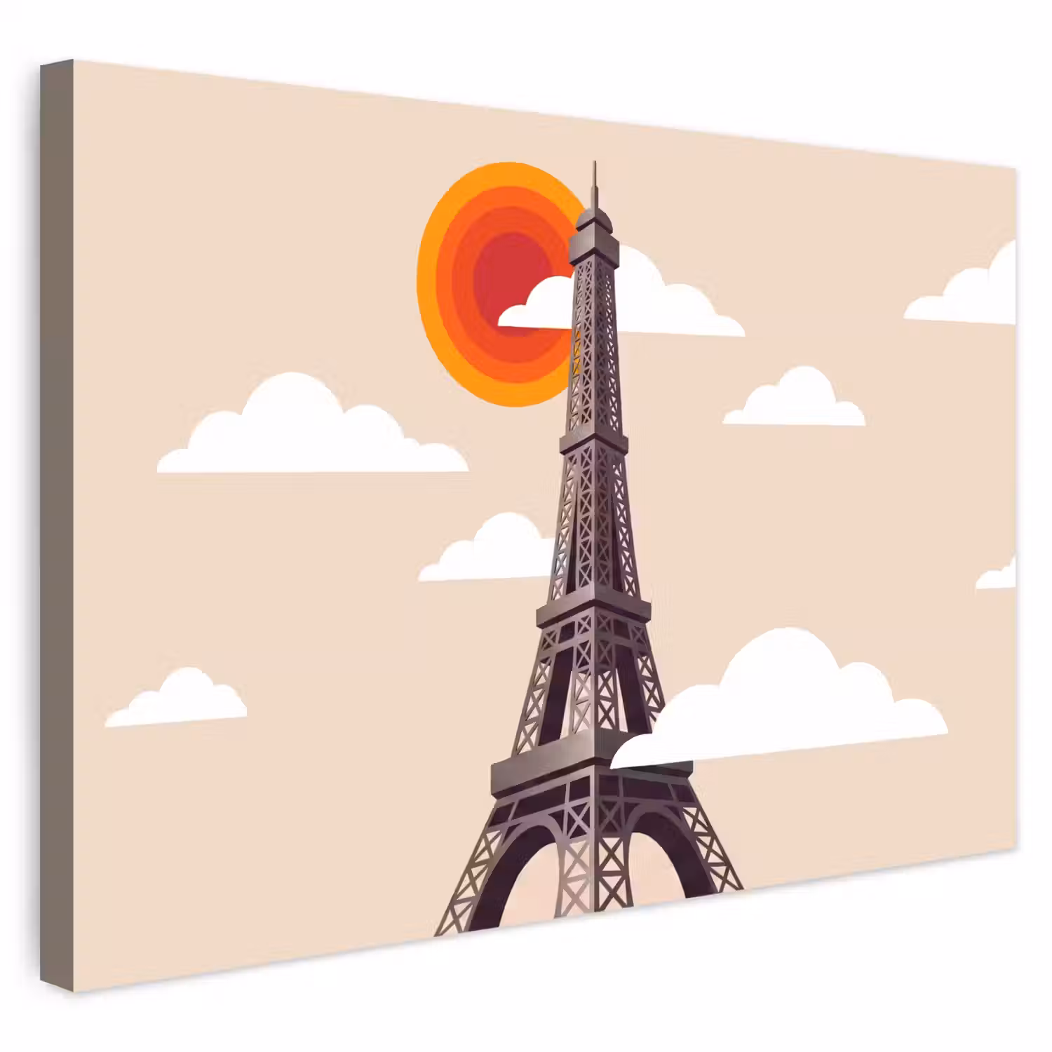 Eiffeltoren - Zon - Architectuur - Abstract - Beige Tuinposter op houten frame 2 cm dik klein -3d