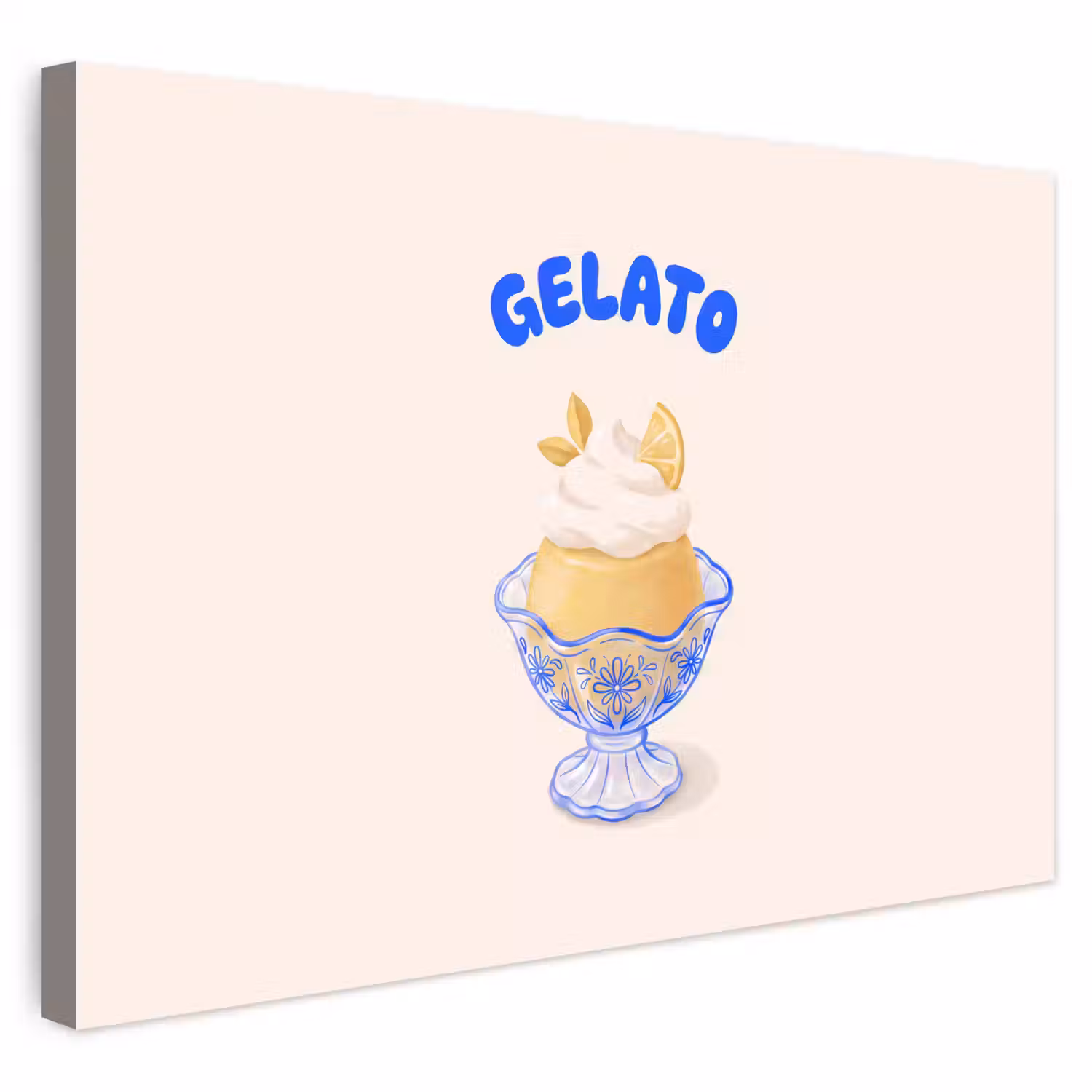 IJs - Citroen - Illustratie - Geel - Dessert Tuinposter op houten frame 2 cm dik klein -3d