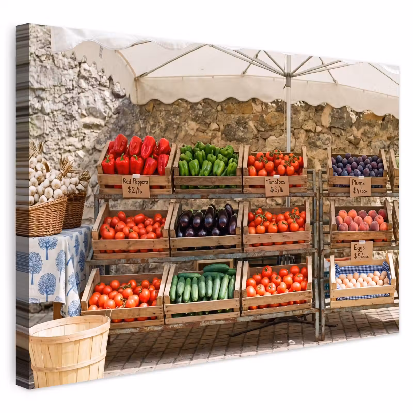 Outdoor Leinwand - Essen – Markt – Frisch - Eten - Markt - Vers Tuinposter op houten frame 2 cm dik klein