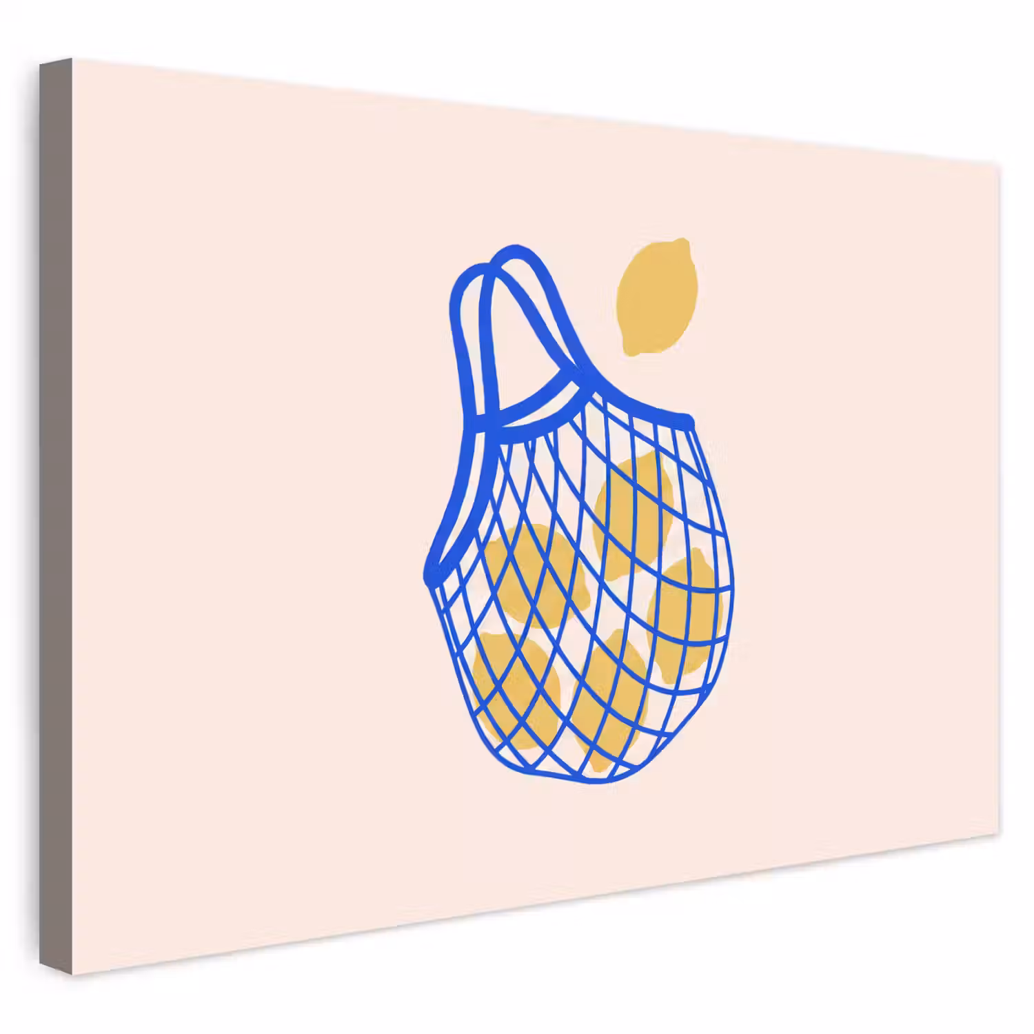 Eten - Citroen - Boodschappen - Abstract - Geel - Blauw Tuinposter op houten frame 2 cm dik klein -3d