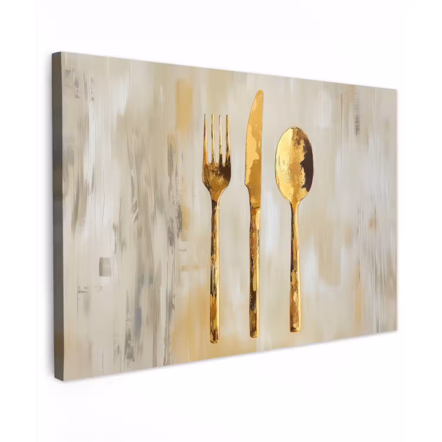 Verf - Goud - Bestek Tuinposter op houten frame 2 cm dik klein -3d