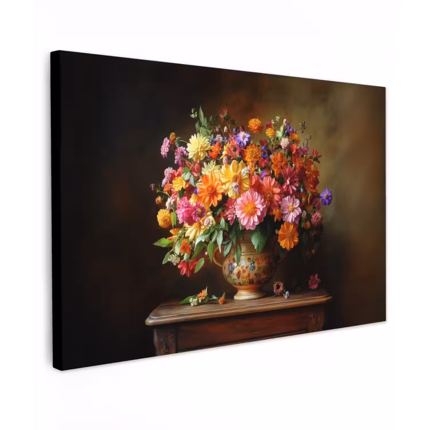 Kleuren - Boeket - Vaas - Hout Tuinposter op houten frame 2 cm dik klein -3d